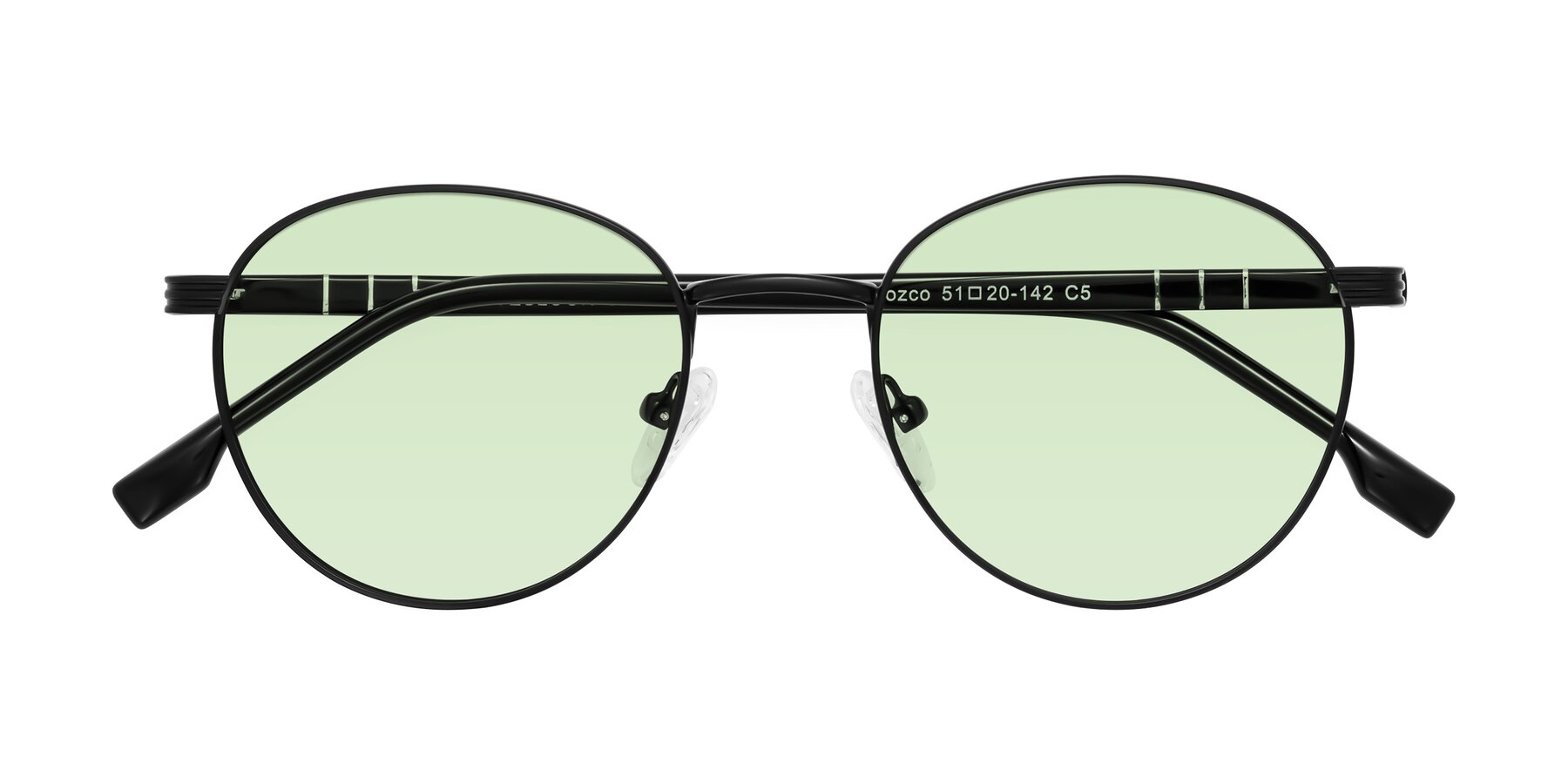 Folded Front of Orozco in Matte Black/Black with Light Green Tinted Lenses