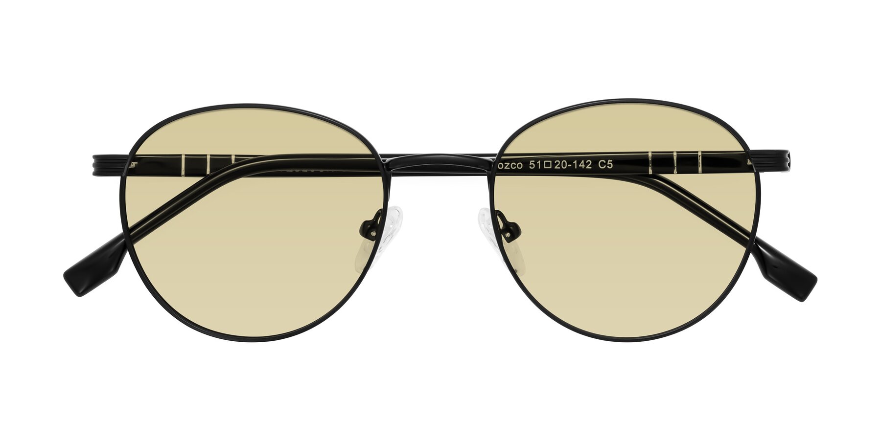 Folded Front of Orozco in Matte Black/Black with Light Champagne Tinted Lenses