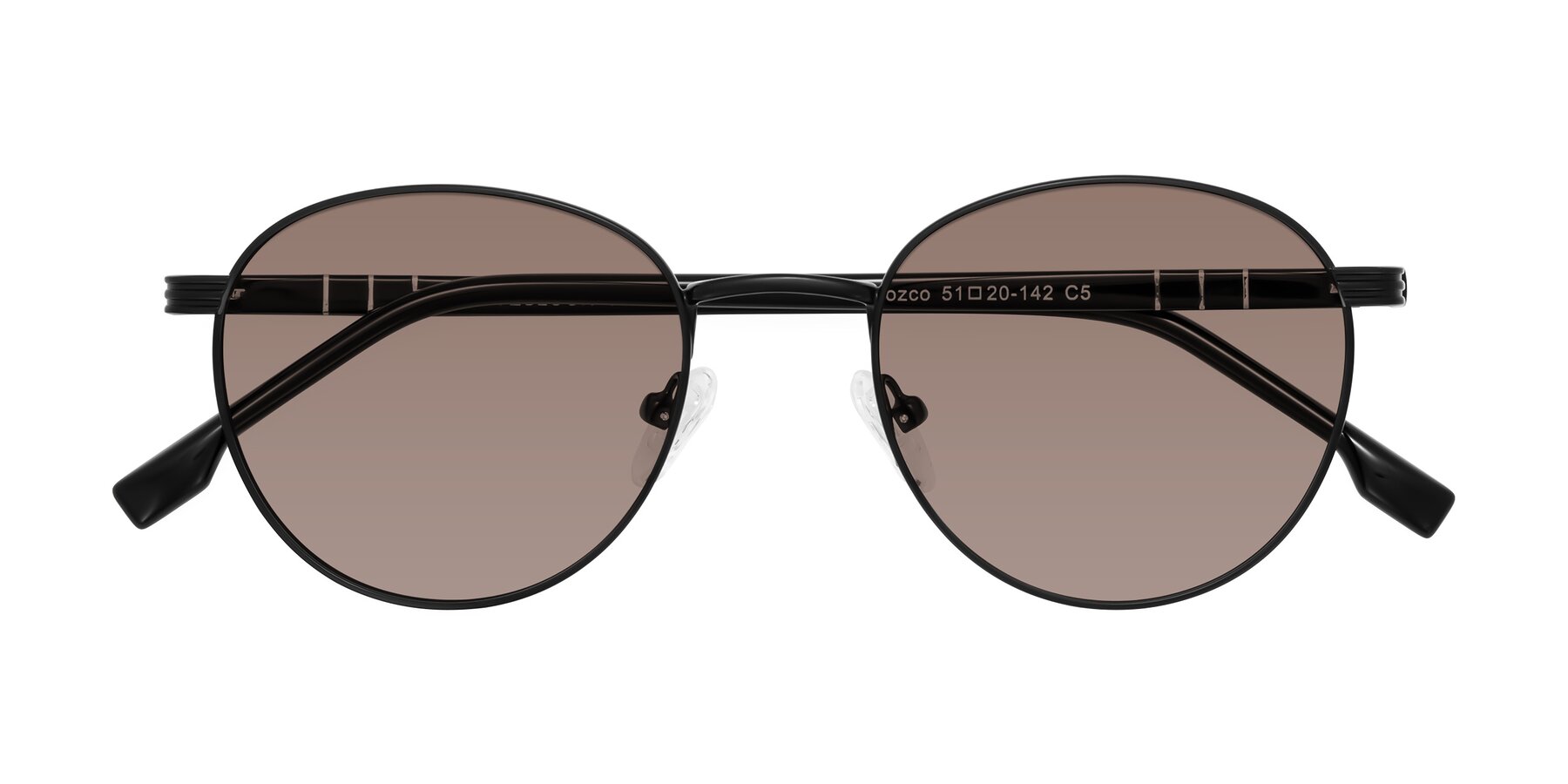 Folded Front of Orozco in Matte Black/Black with Medium Brown Tinted Lenses