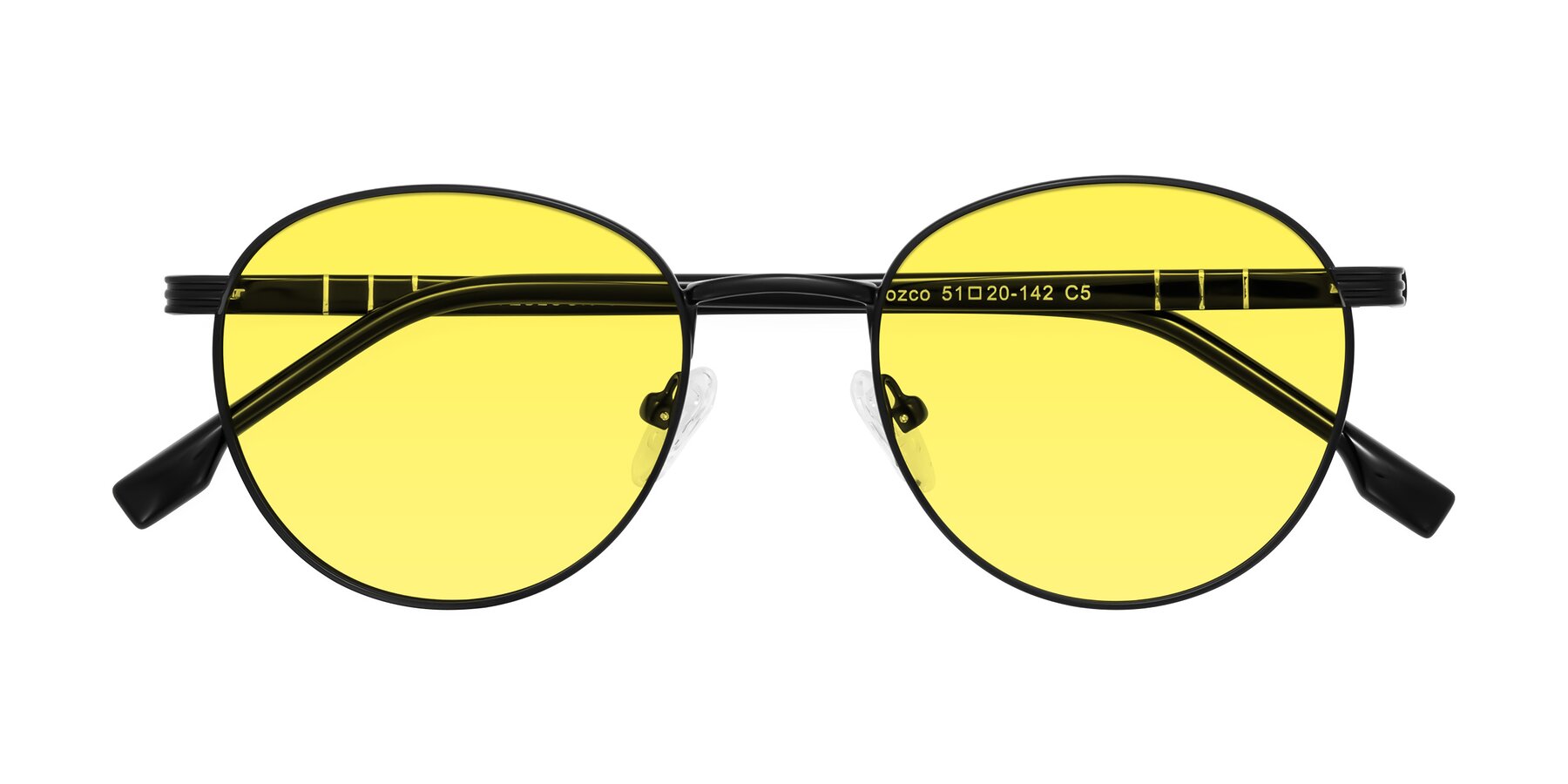 Folded Front of Orozco in Matte Black/Black with Medium Yellow Tinted Lenses