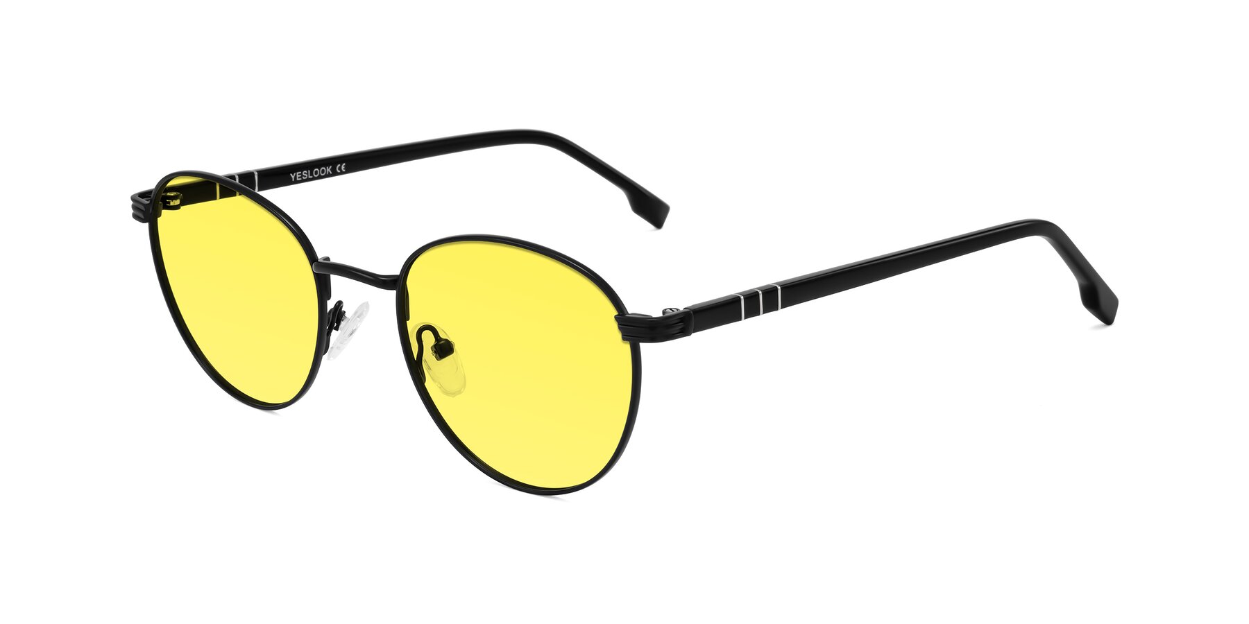 Angle of Orozco in Matte Black/Black with Medium Yellow Tinted Lenses