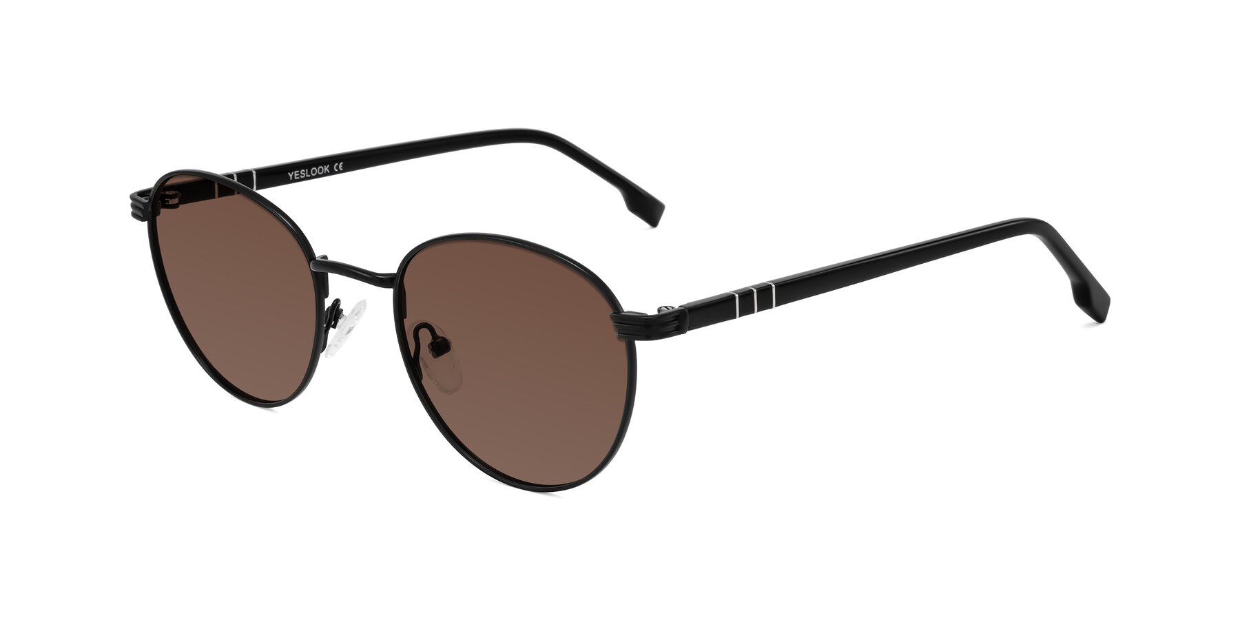 Angle of Orozco in Matte Black/Black with Brown Tinted Lenses