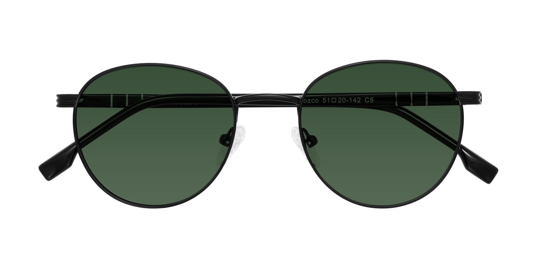 Folded Front of Orozco in Matte Black/Black with Green Tinted Lenses
