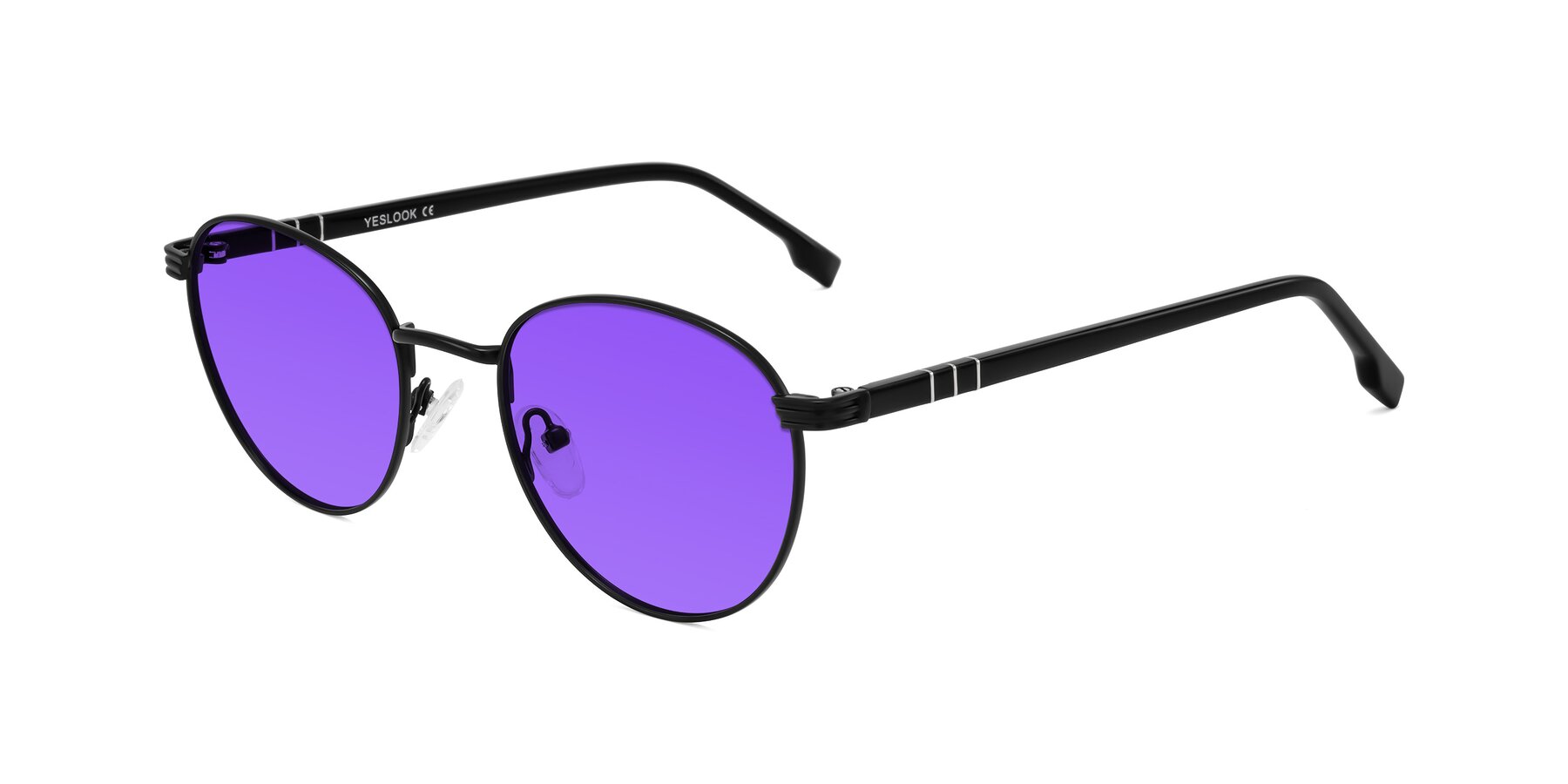 Angle of Orozco in Matte Black/Black with Purple Tinted Lenses