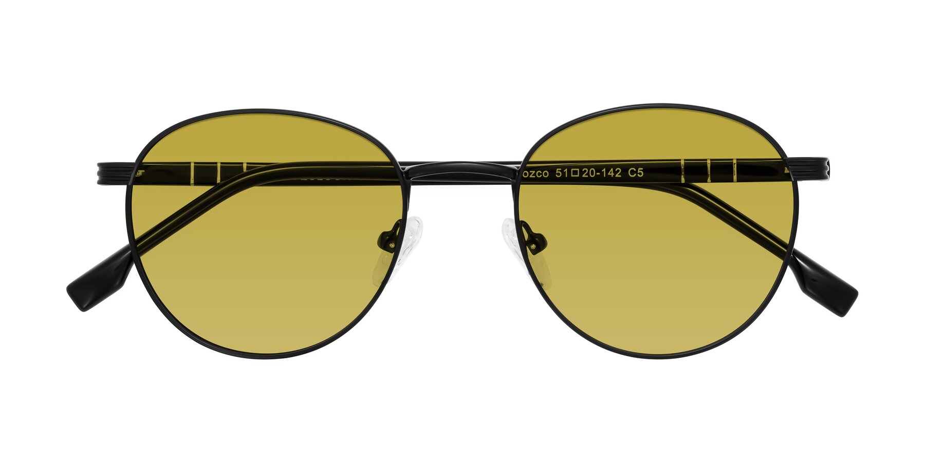 Folded Front of Orozco in Matte Black/Black with Champagne Tinted Lenses