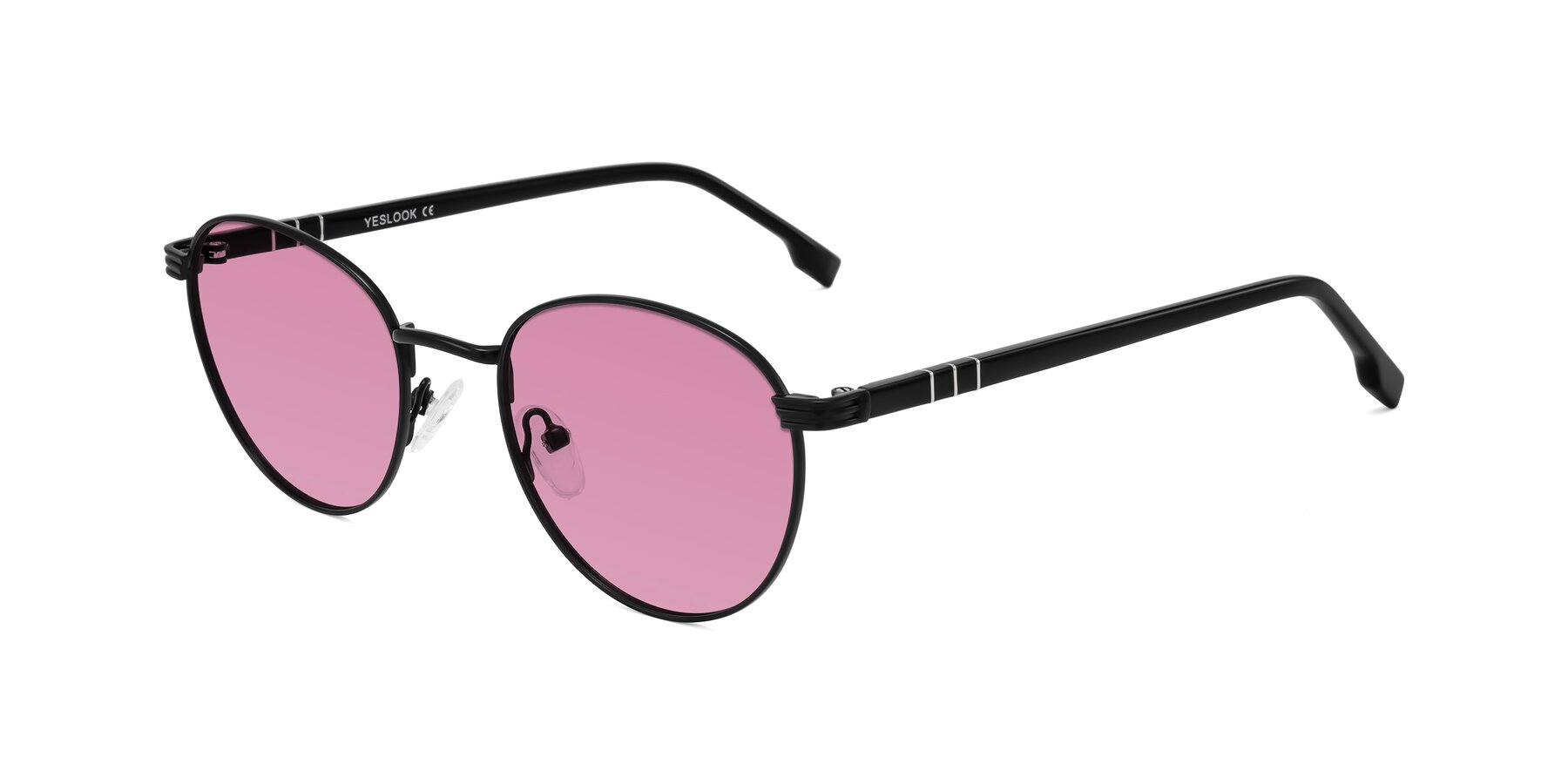 Angle of Orozco in Matte Black/Black with Medium Wine Tinted Lenses