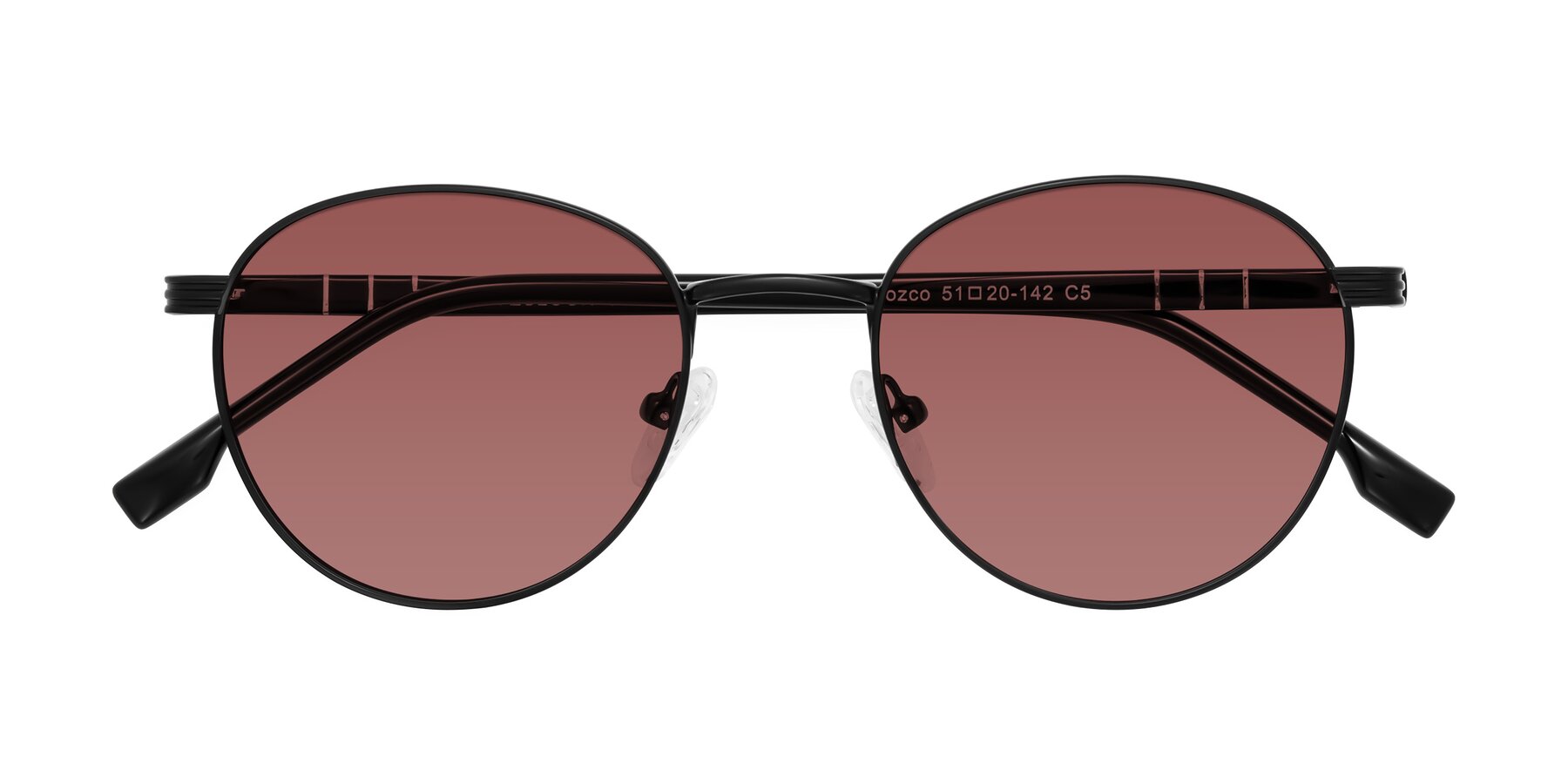 Folded Front of Orozco in Matte Black/Black with Garnet Tinted Lenses