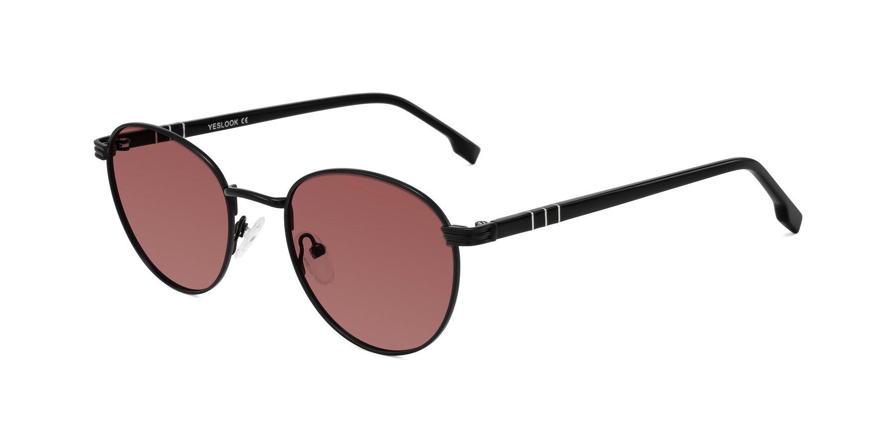 Angle of Orozco in Matte Black/Black with Garnet Tinted Lenses