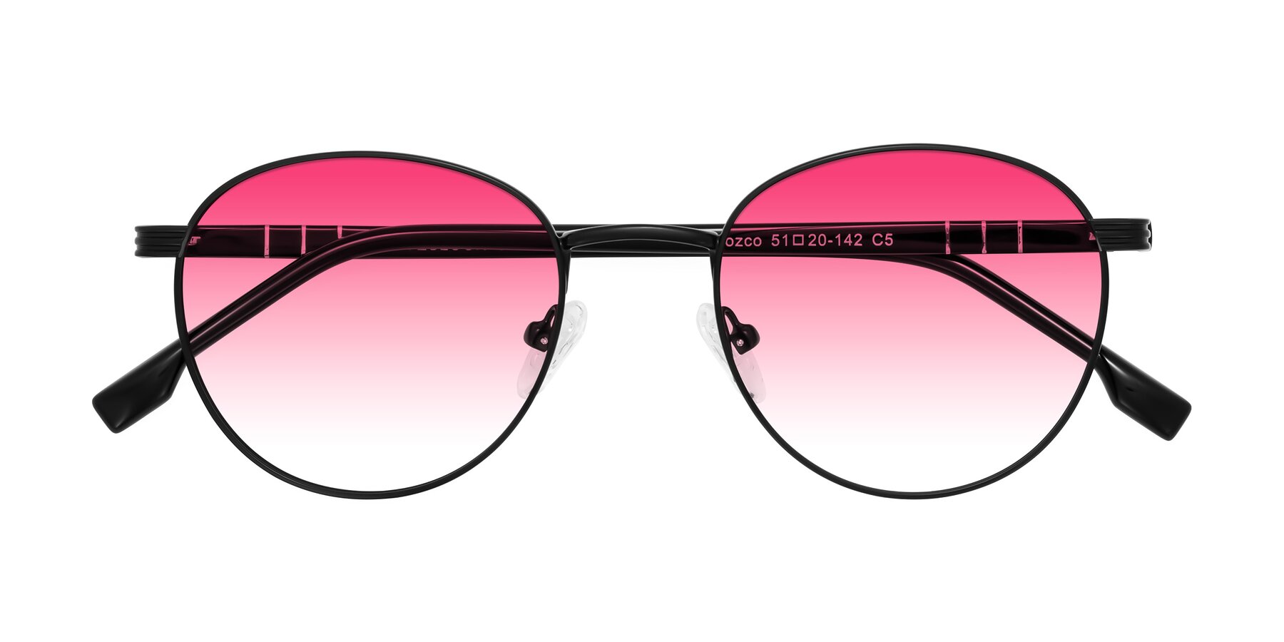 Folded Front of Orozco in Matte Black/Black with Pink Gradient Lenses