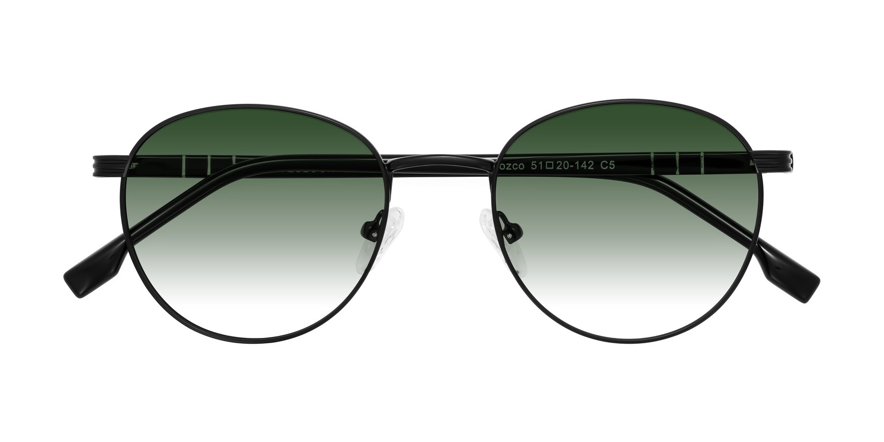 Folded Front of Orozco in Matte Black/Black with Green Gradient Lenses