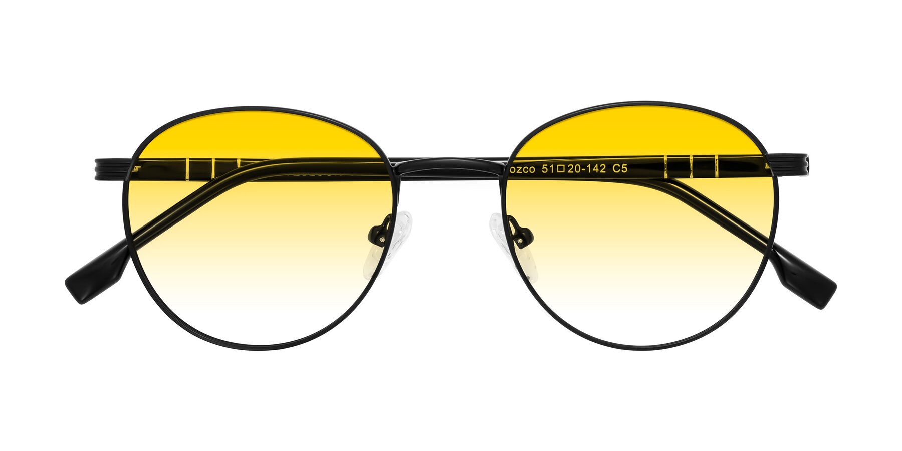 Folded Front of Orozco in Matte Black/Black with Yellow Gradient Lenses
