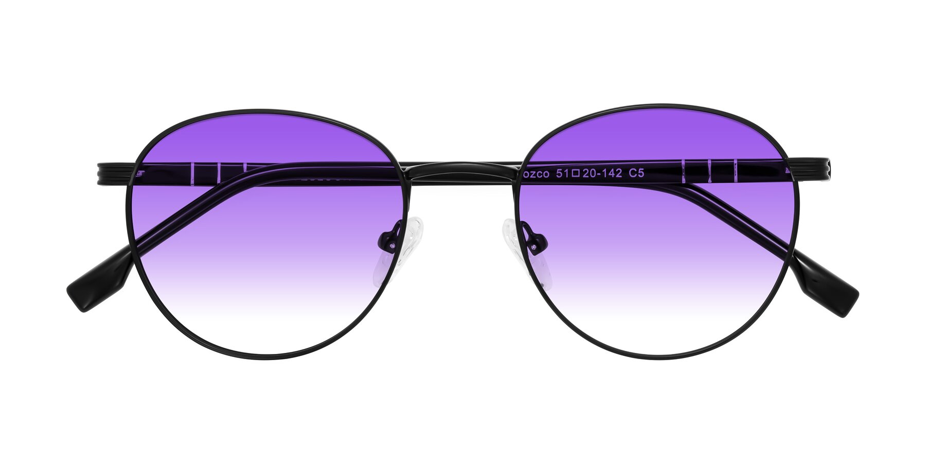 Folded Front of Orozco in Matte Black/Black with Purple Gradient Lenses