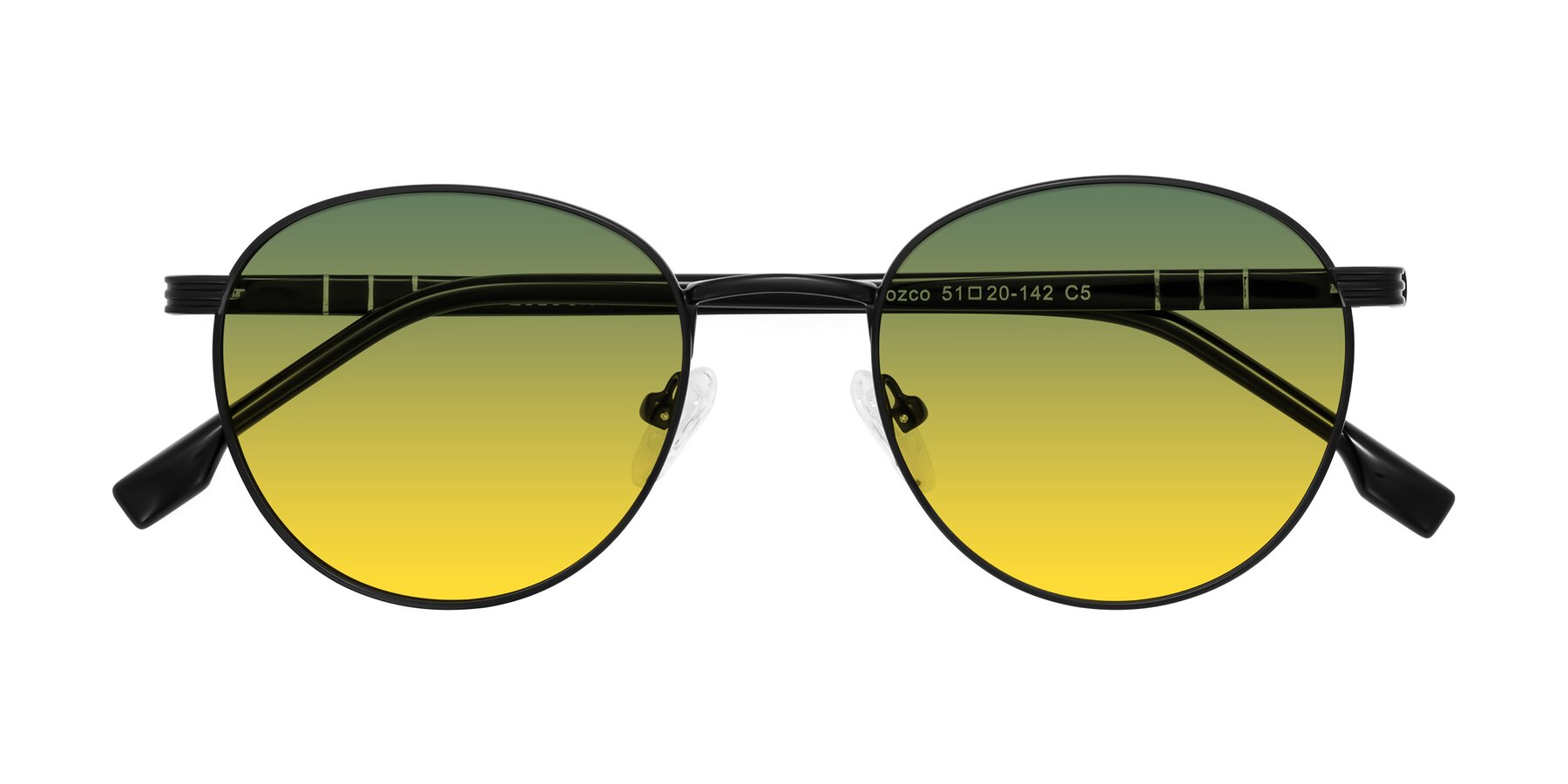 Folded Front of Orozco in Matte Black/Black with Green / Yellow Gradient Lenses