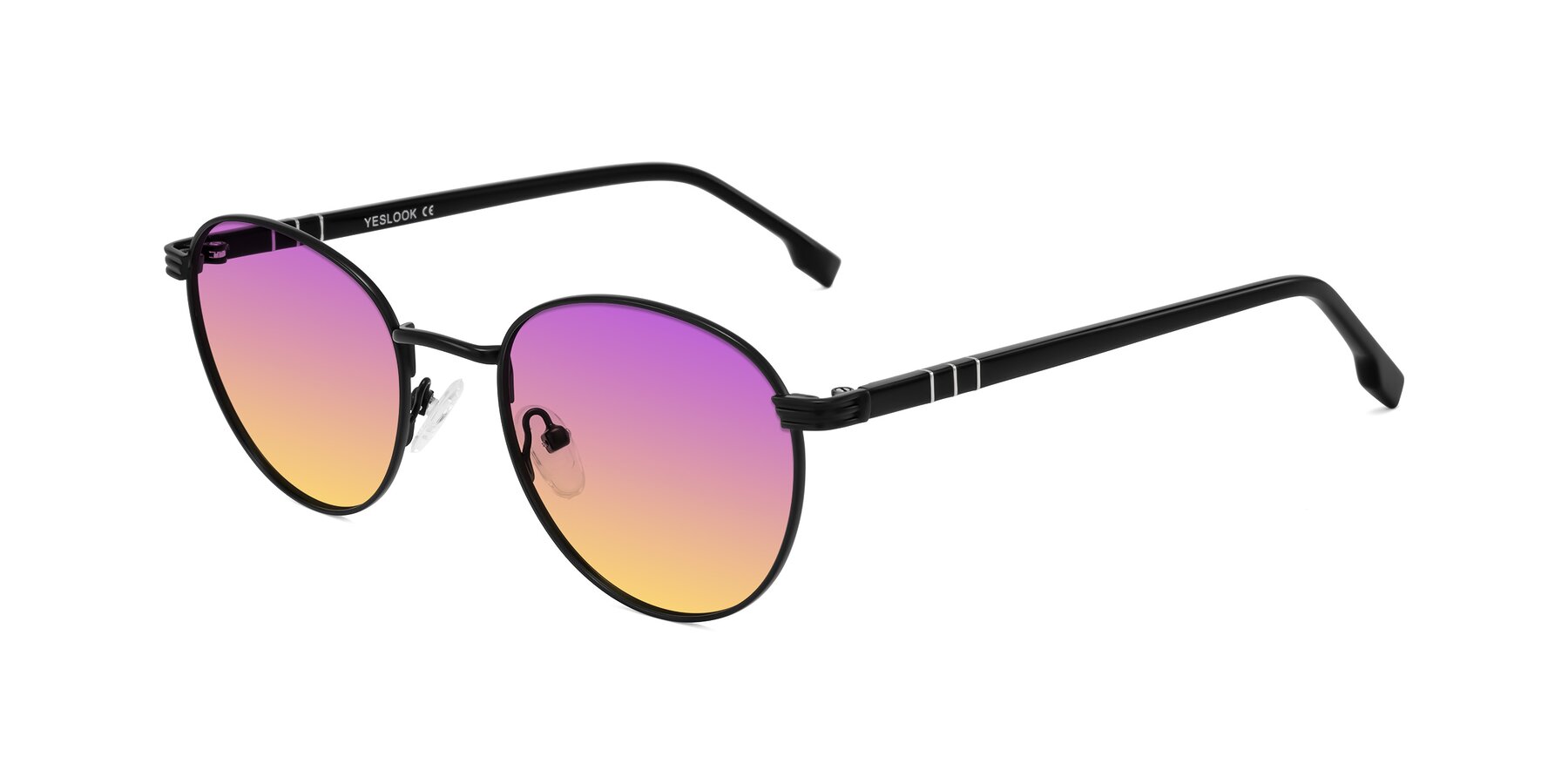 Angle of Orozco in Matte Black/Black with Purple / Yellow Gradient Lenses