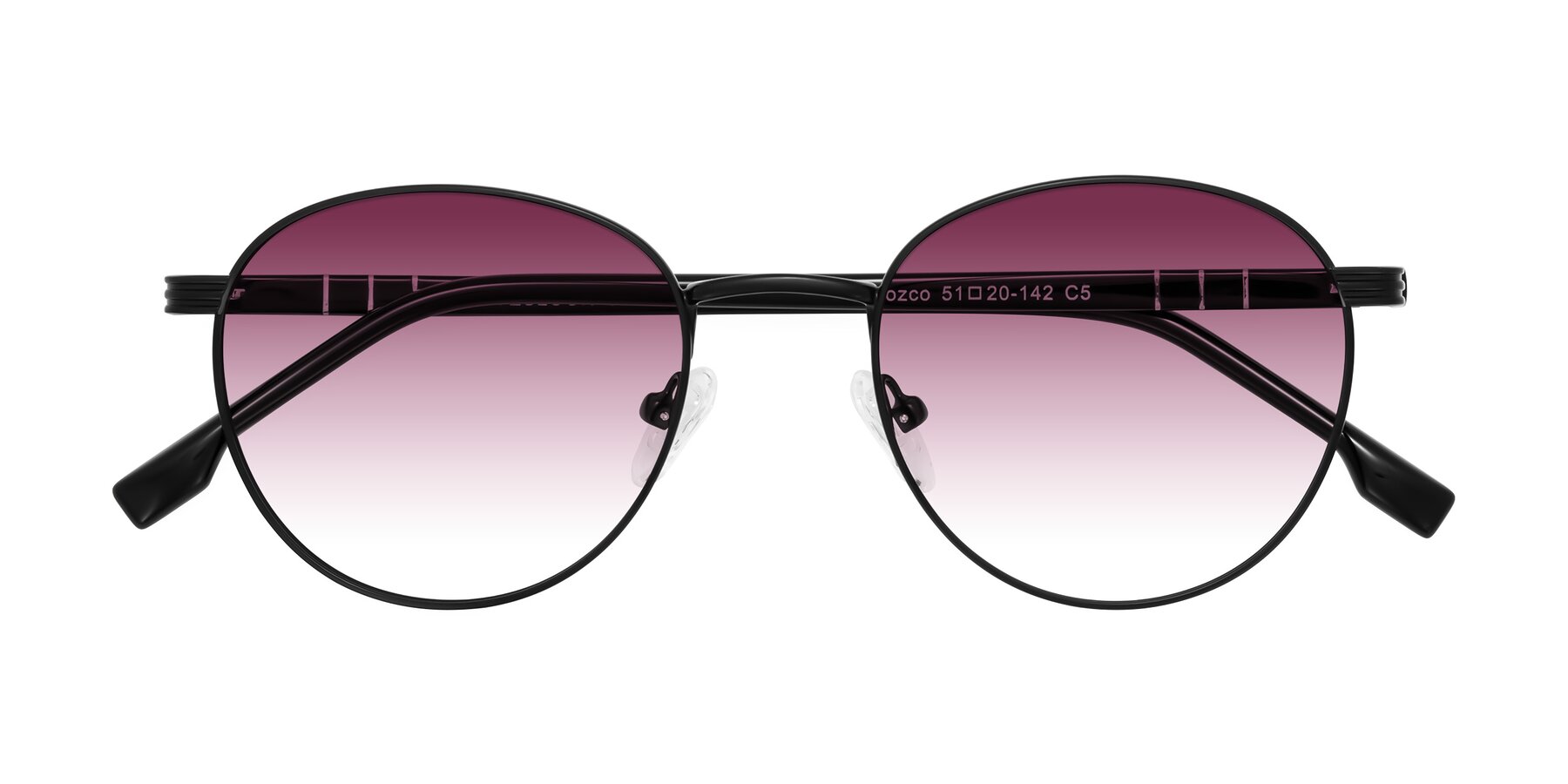 Folded Front of Orozco in Matte Black/Black with Wine Gradient Lenses