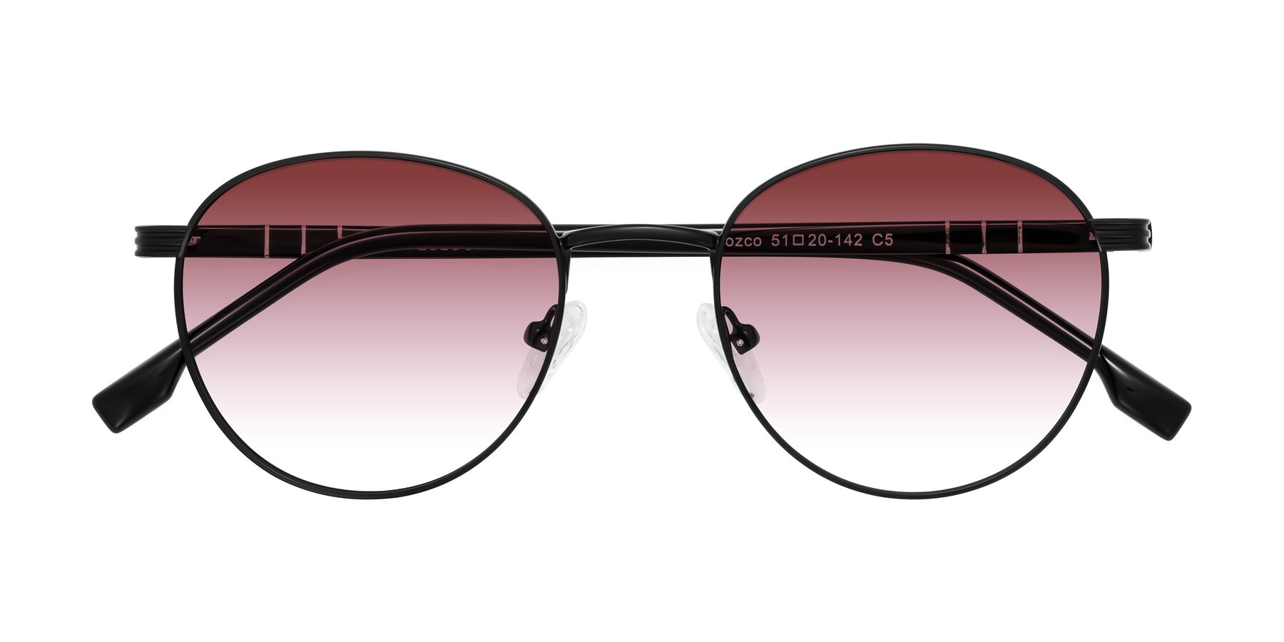 Folded Front of Orozco in Matte Black/Black with Garnet Gradient Lenses