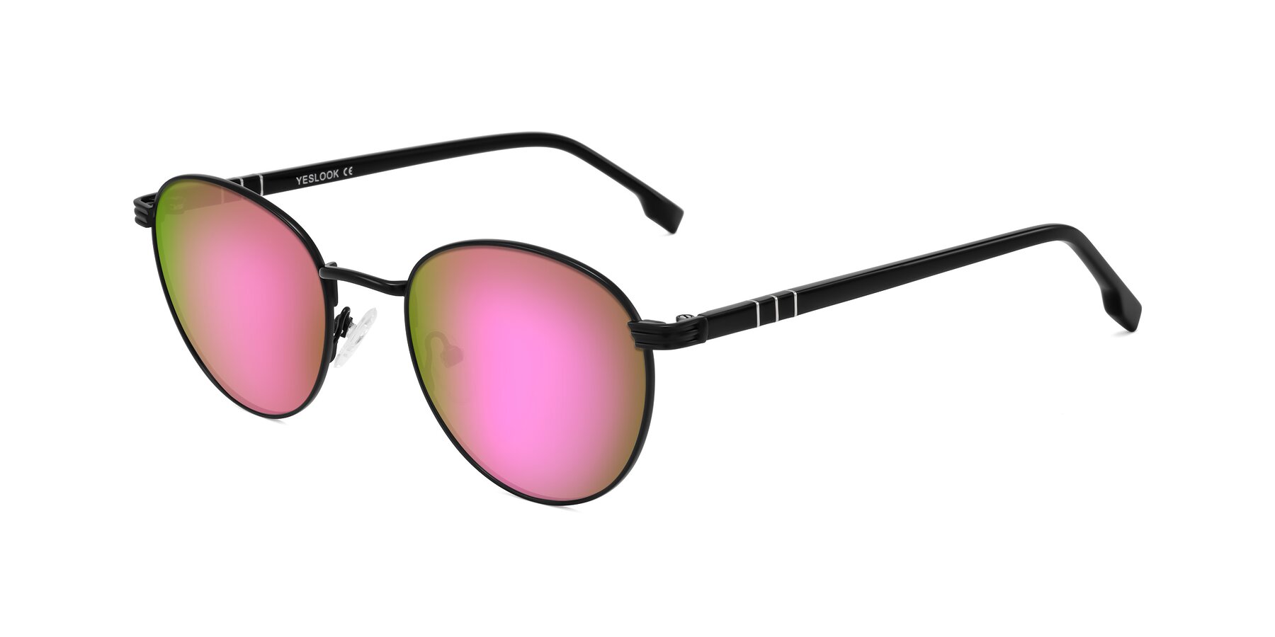 Angle of Orozco in Matte Black/Black with Pink Mirrored Lenses