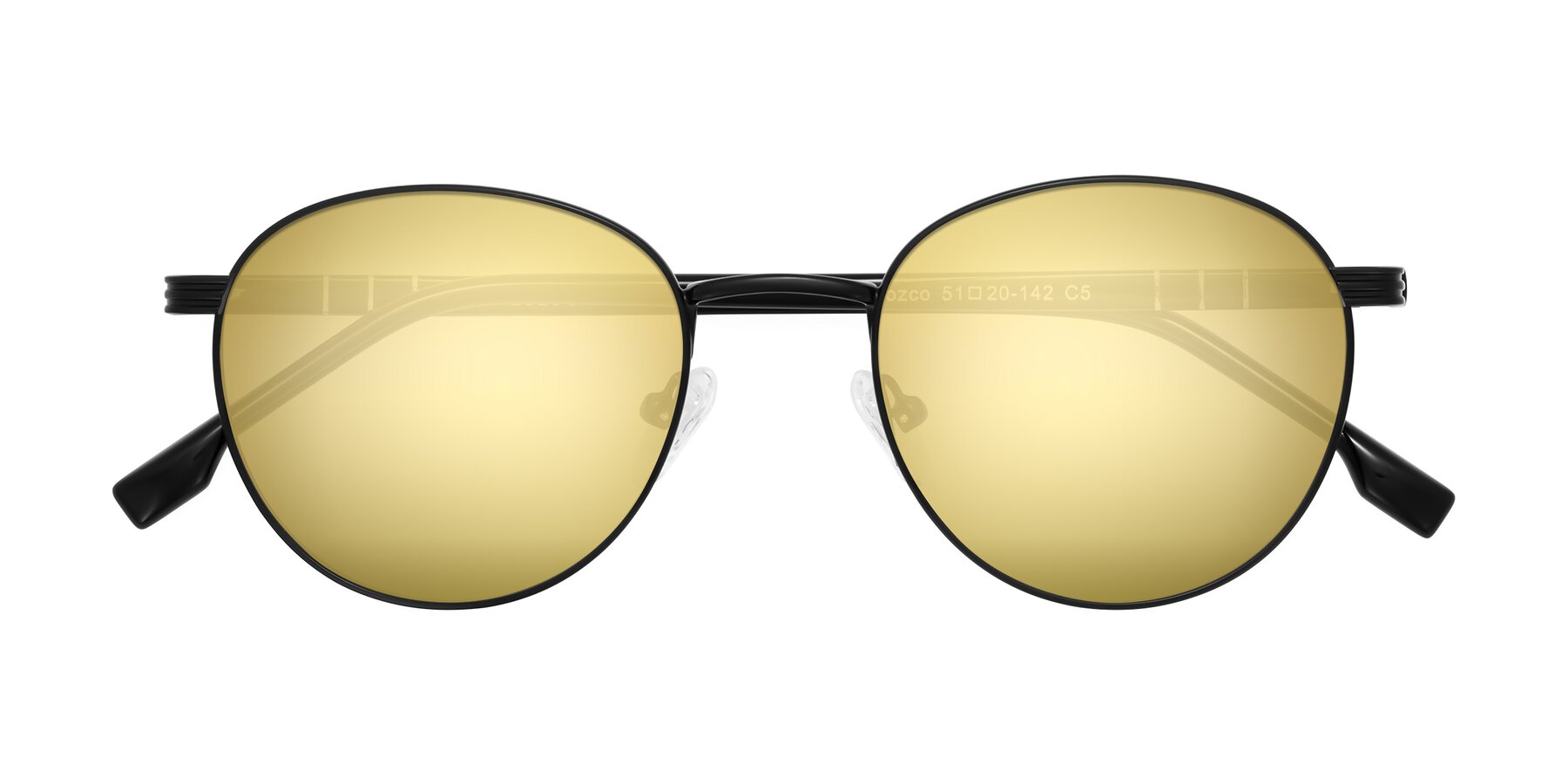 Folded Front of Orozco in Matte Black/Black with Gold Mirrored Lenses