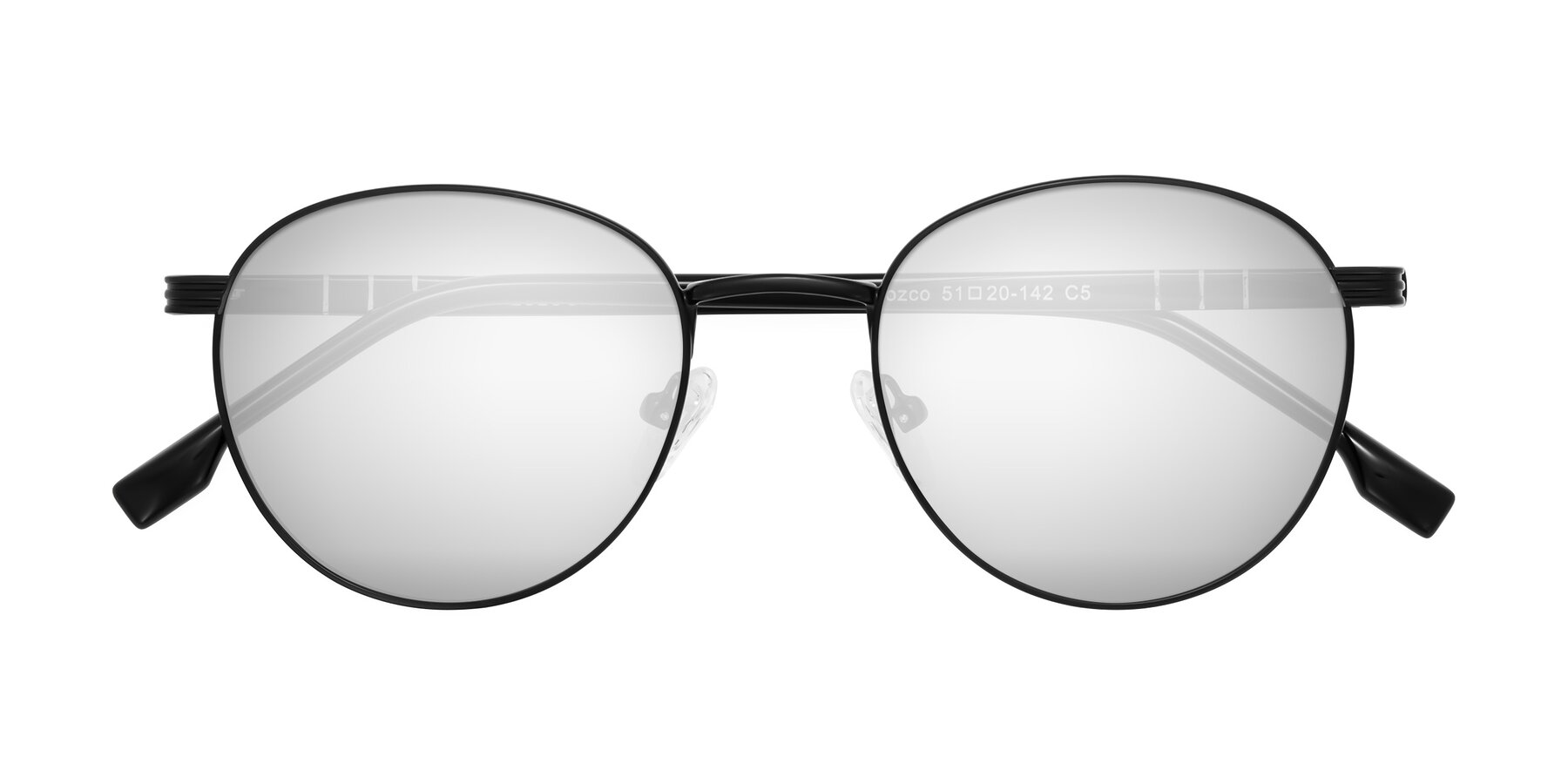 Folded Front of Orozco in Matte Black/Black with Silver Mirrored Lenses