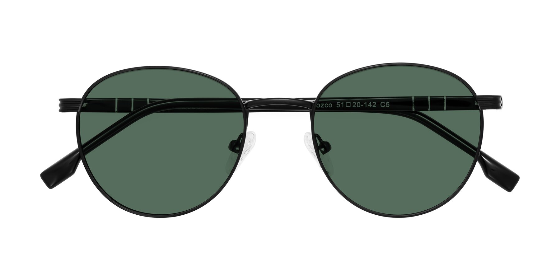 Folded Front of Orozco in Matte Black/Black with Green Polarized Lenses