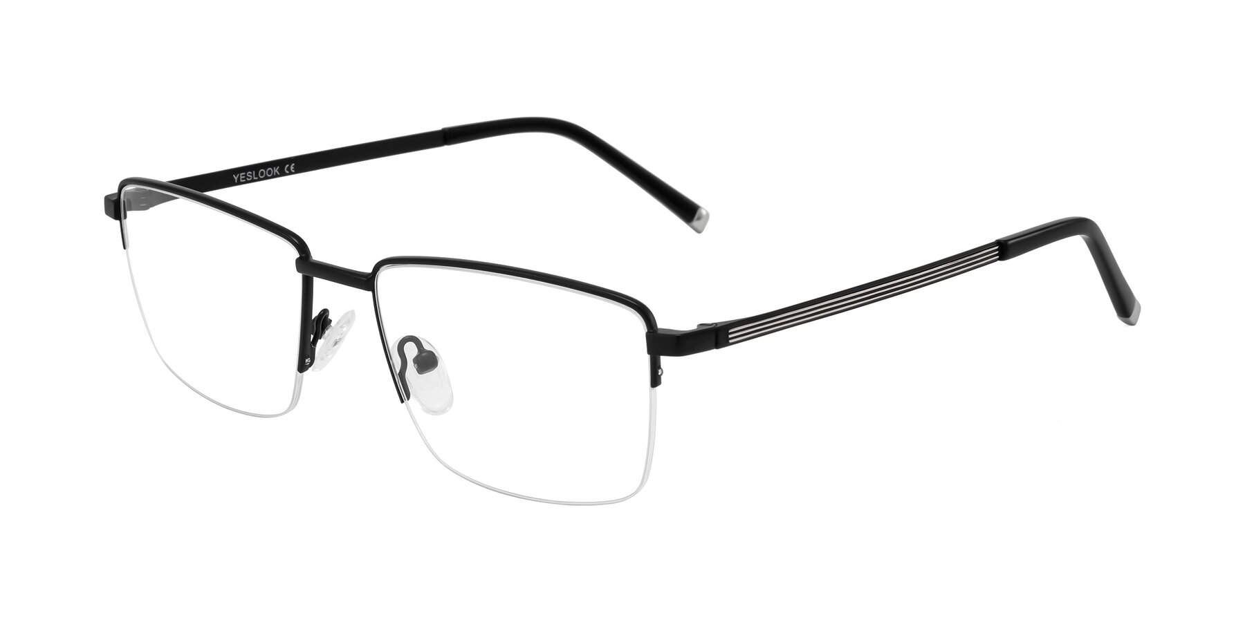 Angle of Sungi in Matte Black with Clear Eyeglass Lenses