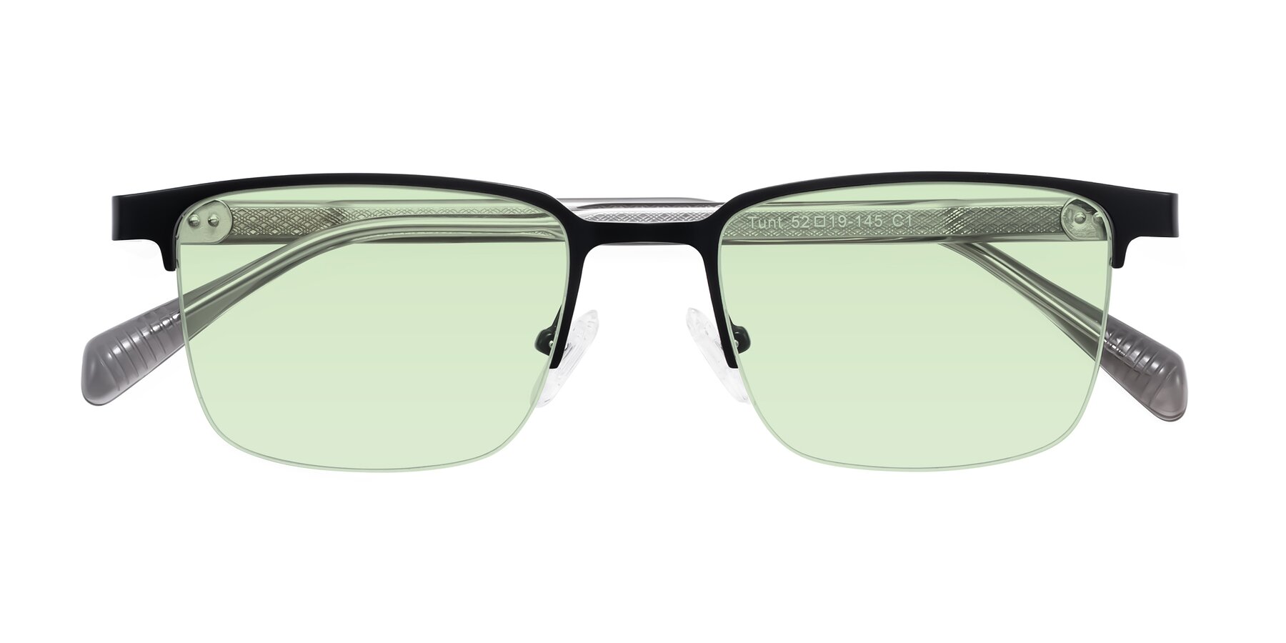 Folded Front of Tunt in Matte Black with Light Green Tinted Lenses