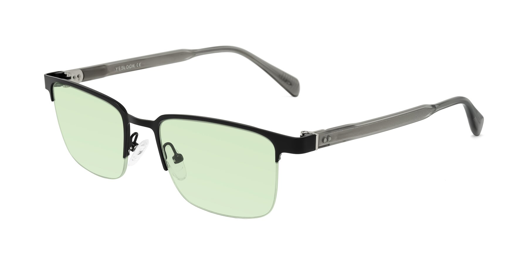 Angle of Tunt in Matte Black with Light Green Tinted Lenses
