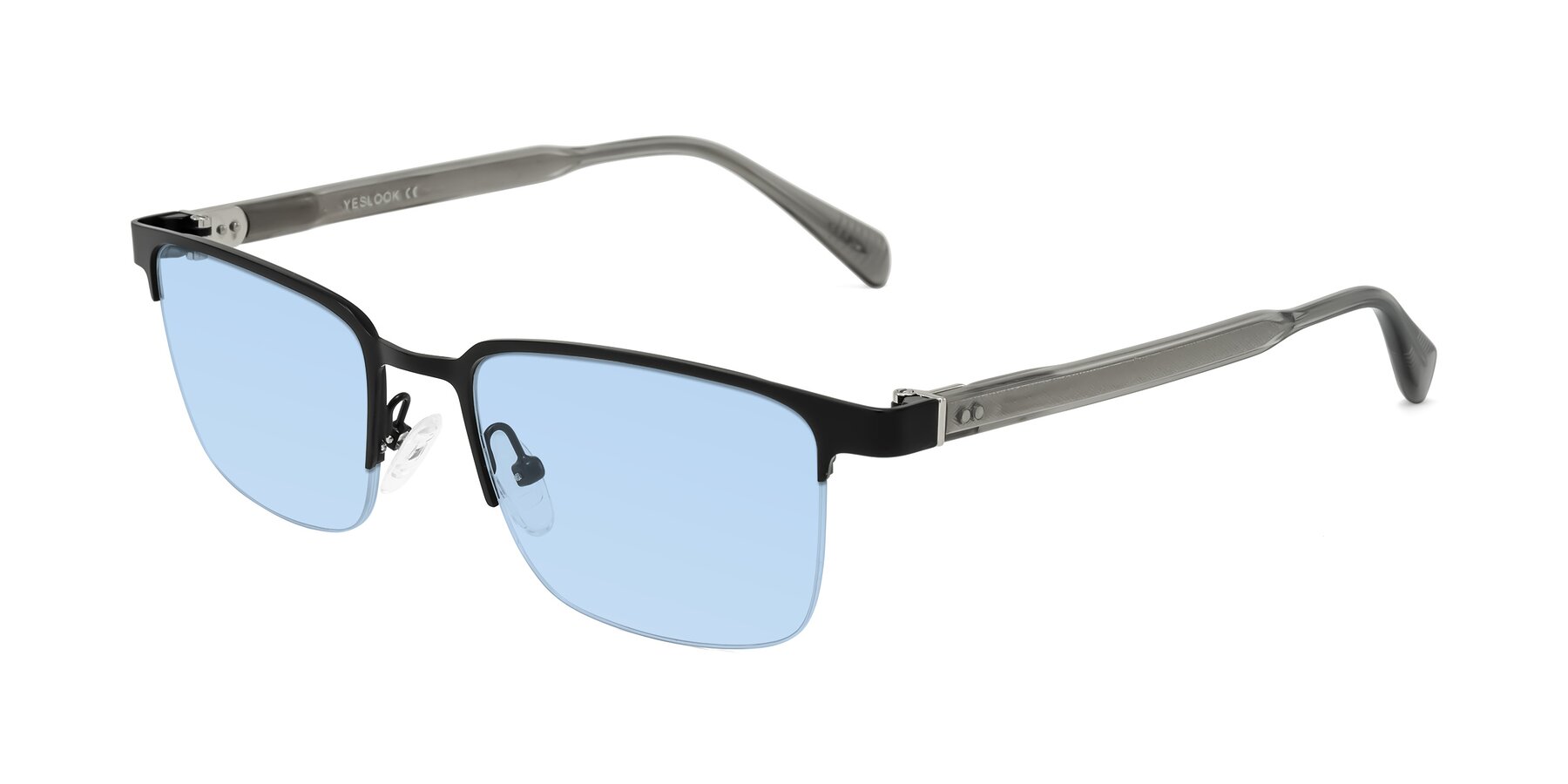 Angle of Tunt in Matte Black with Light Blue Tinted Lenses