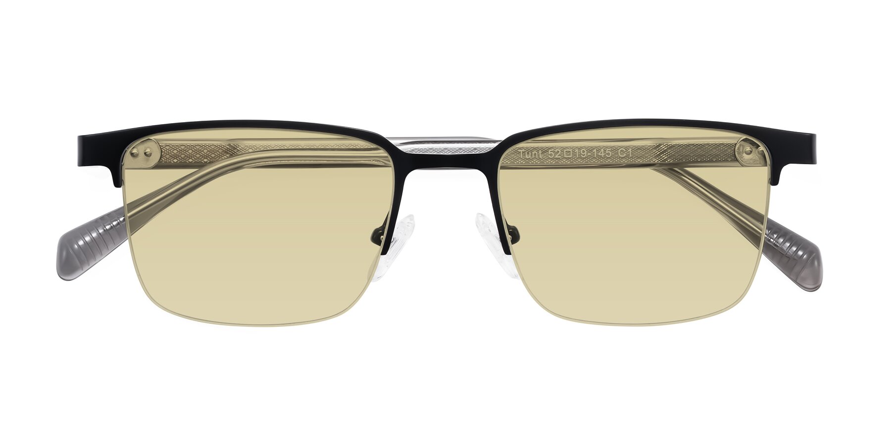 Folded Front of Tunt in Matte Black with Light Champagne Tinted Lenses