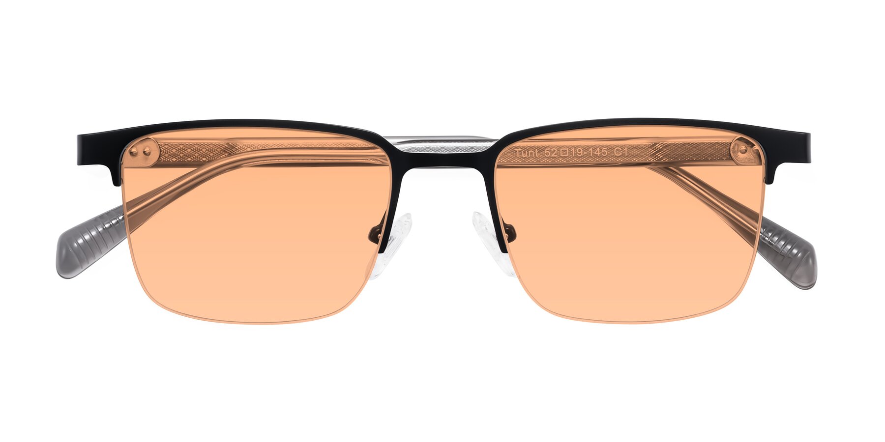 Folded Front of Tunt in Matte Black with Light Orange Tinted Lenses