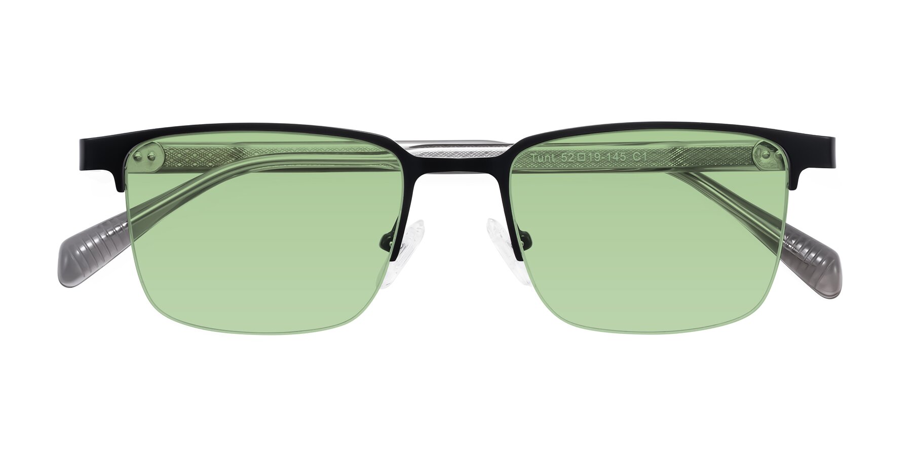 Folded Front of Tunt in Matte Black with Medium Green Tinted Lenses