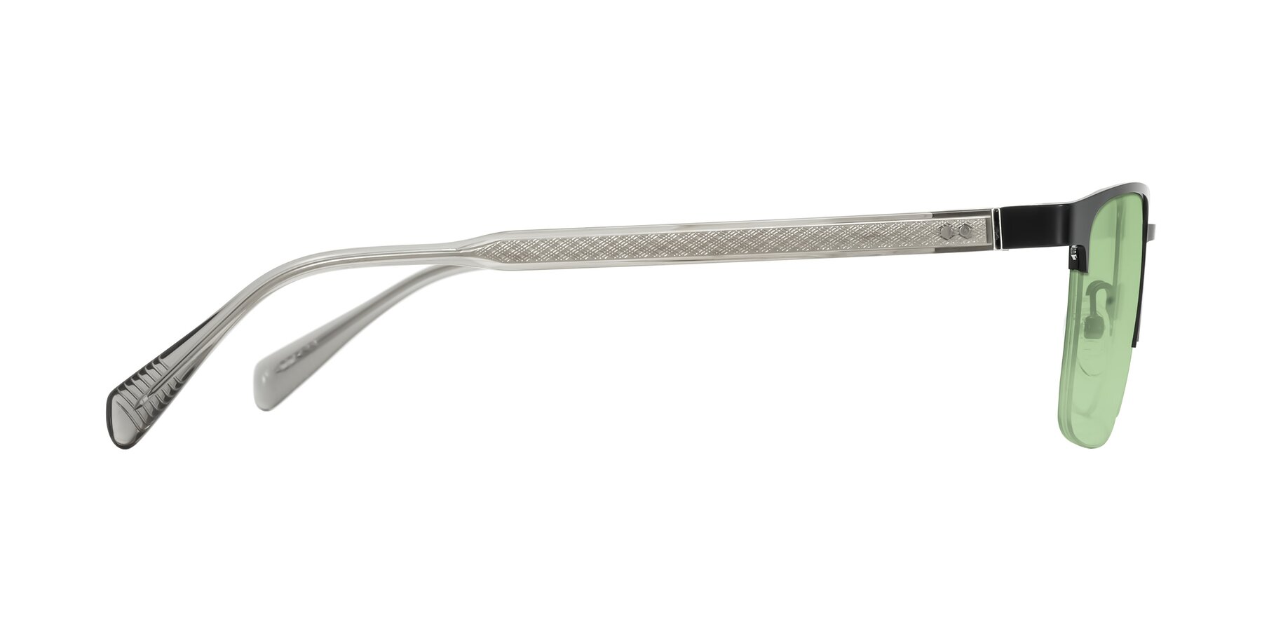 Side of Tunt in Matte Black with Medium Green Tinted Lenses