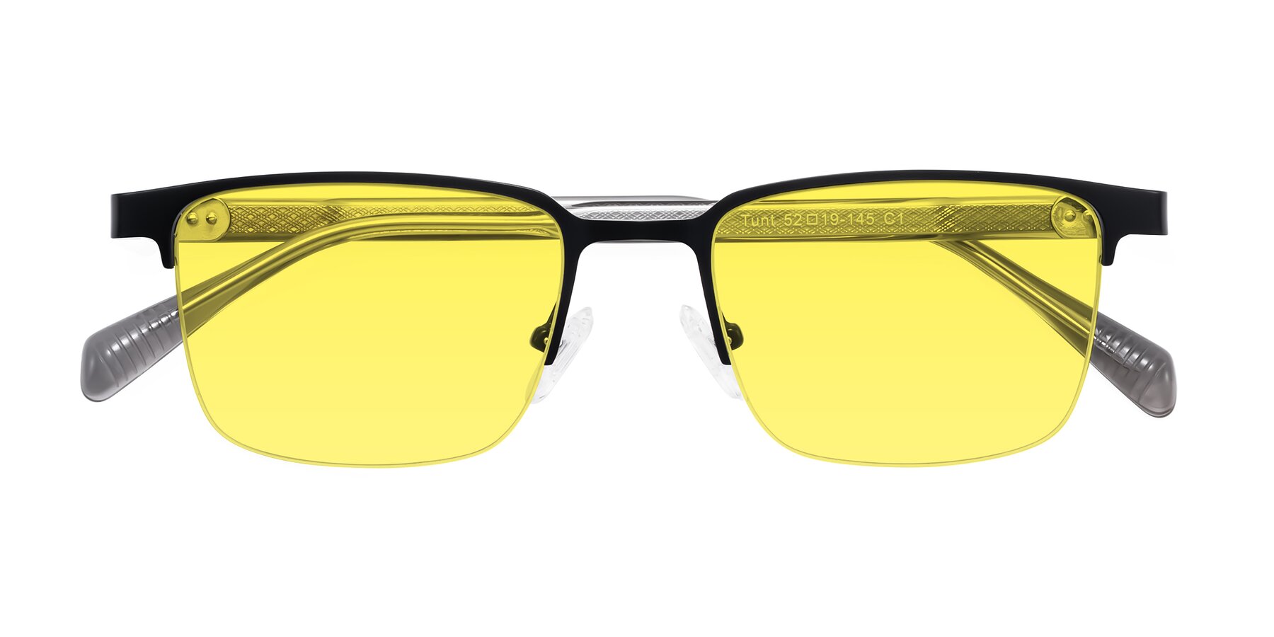 Folded Front of Tunt in Matte Black with Medium Yellow Tinted Lenses