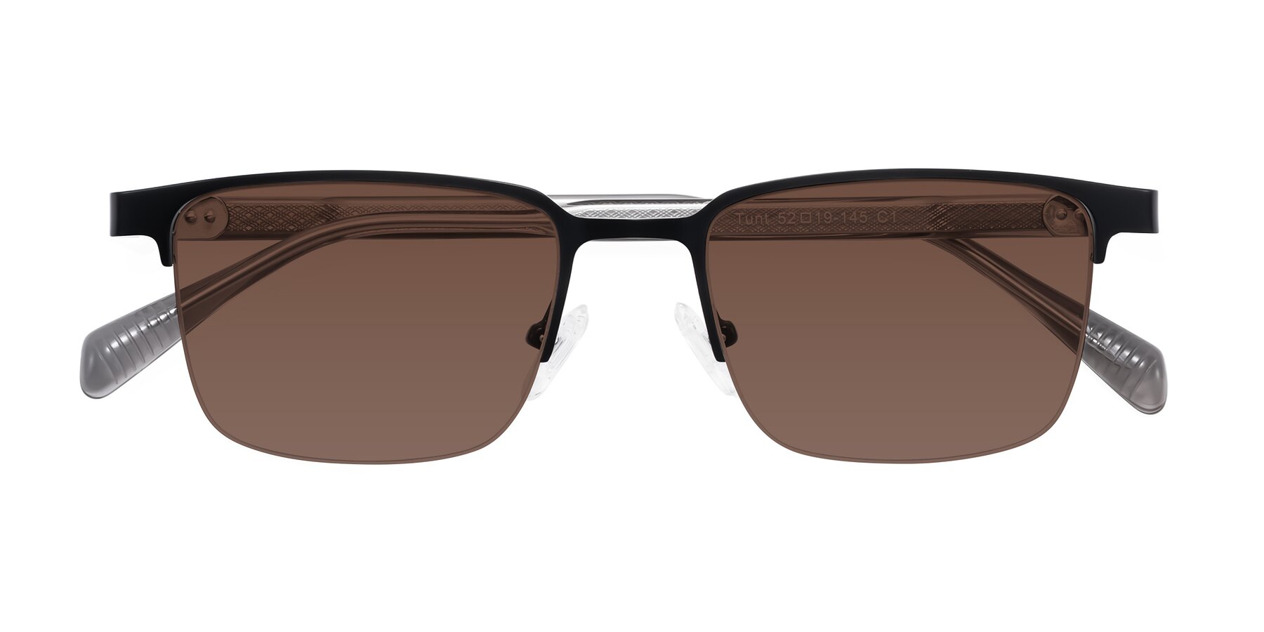 Folded Front of Tunt in Matte Black with Brown Tinted Lenses