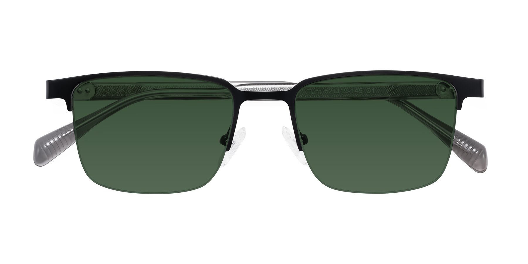 Folded Front of Tunt in Matte Black with Green Tinted Lenses