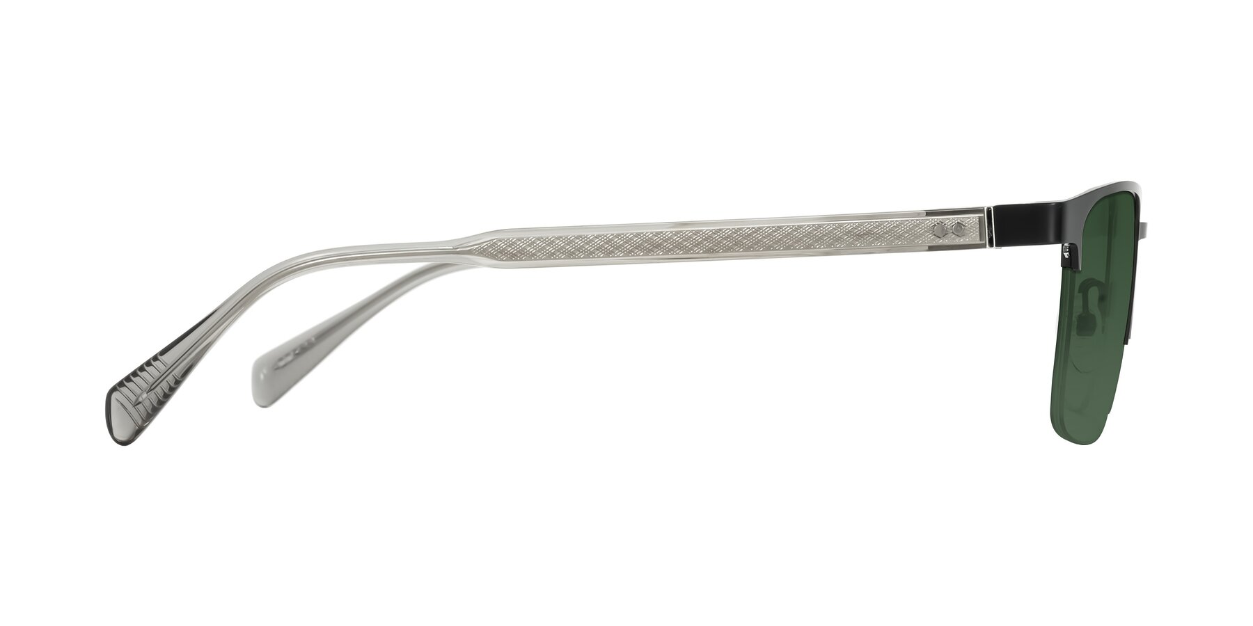 Side of Tunt in Matte Black with Green Tinted Lenses