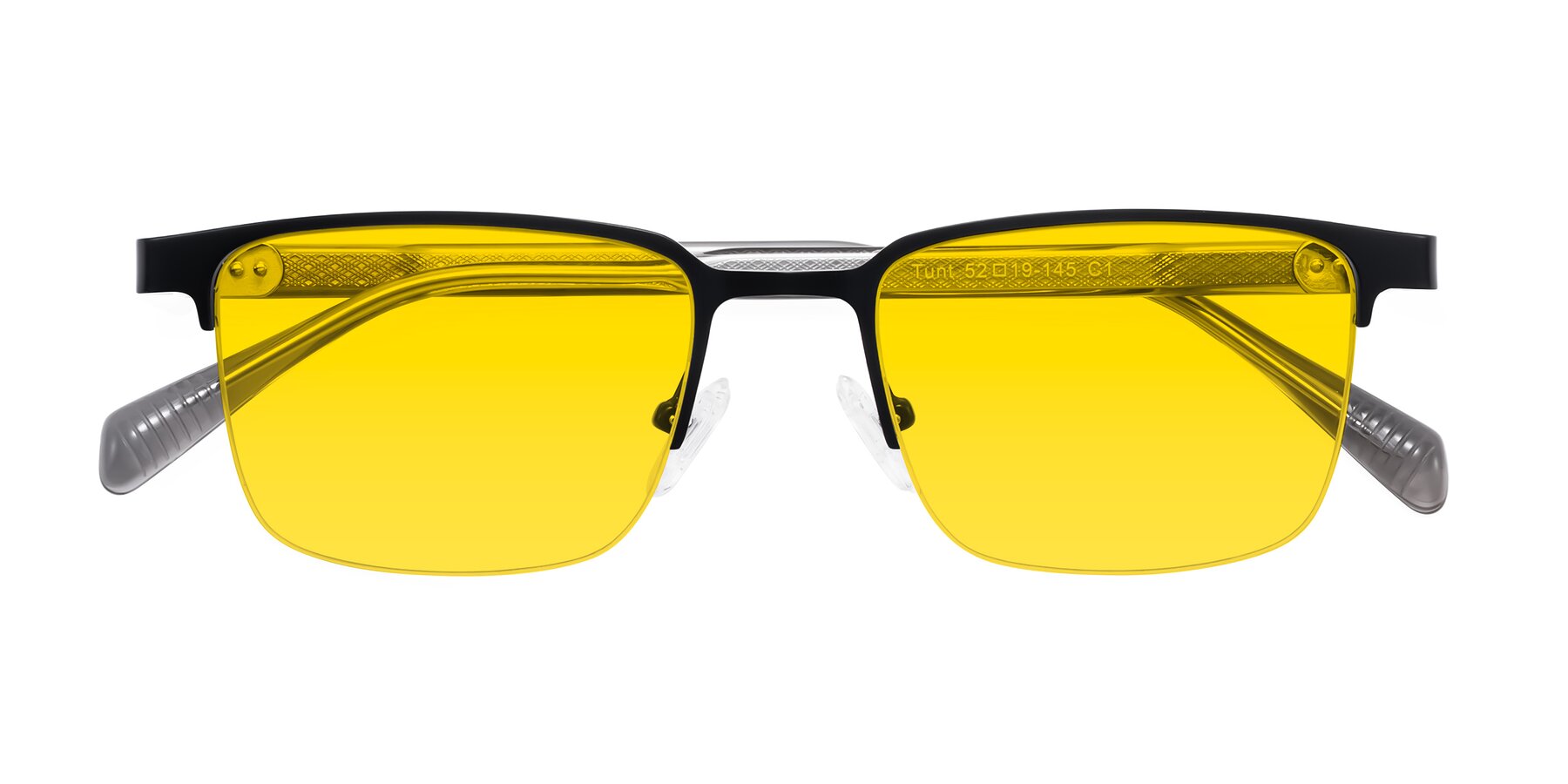 Folded Front of Tunt in Matte Black with Yellow Tinted Lenses