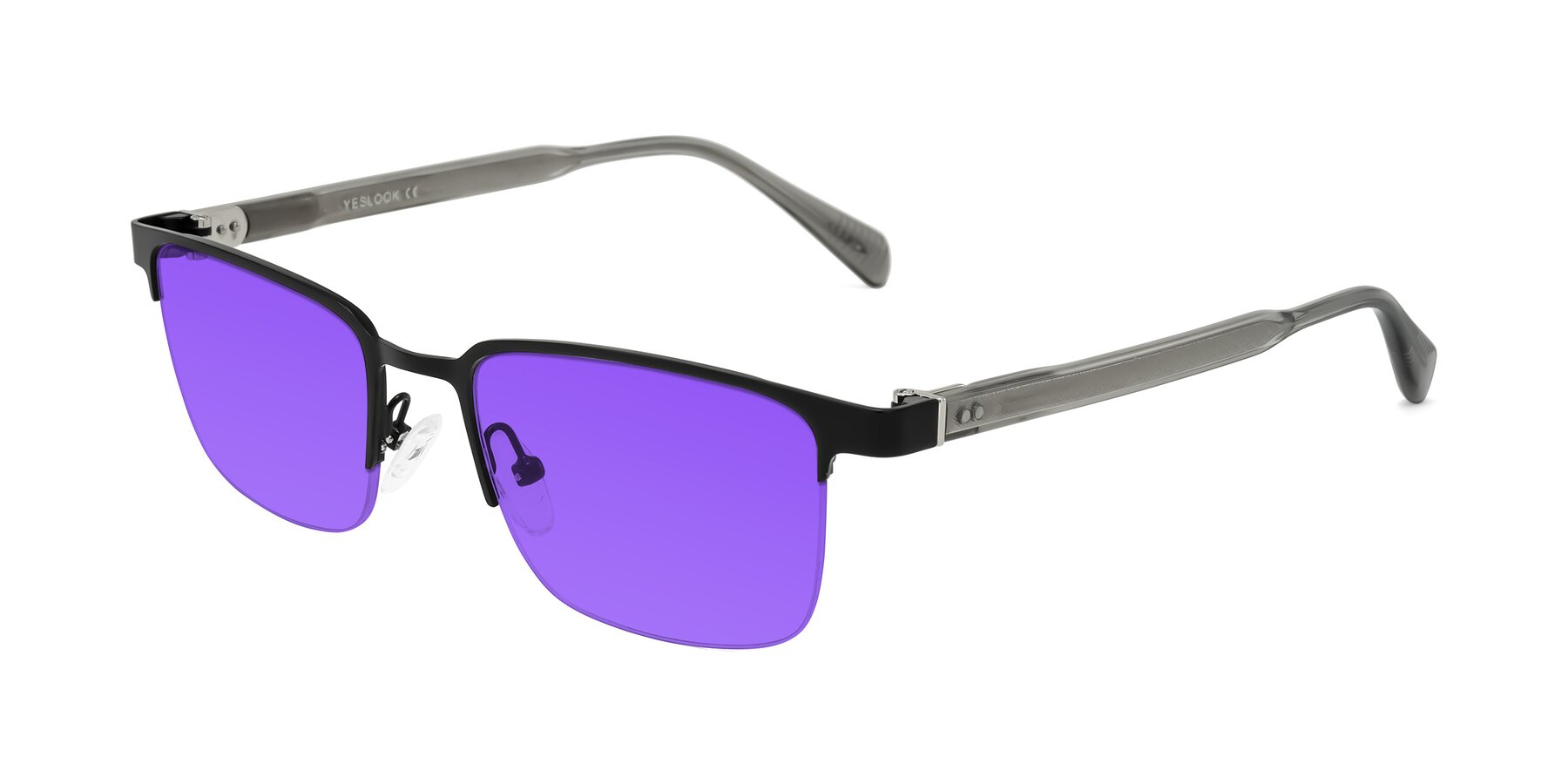 Angle of Tunt in Matte Black with Purple Tinted Lenses