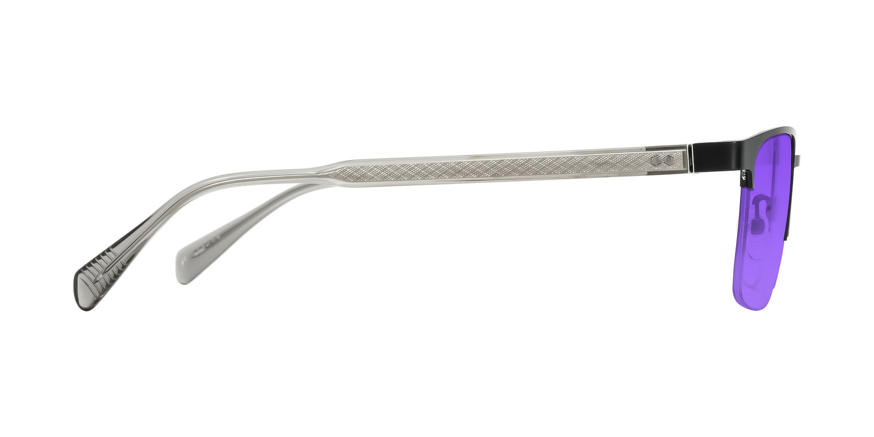 Side of Tunt in Matte Black with Purple Tinted Lenses