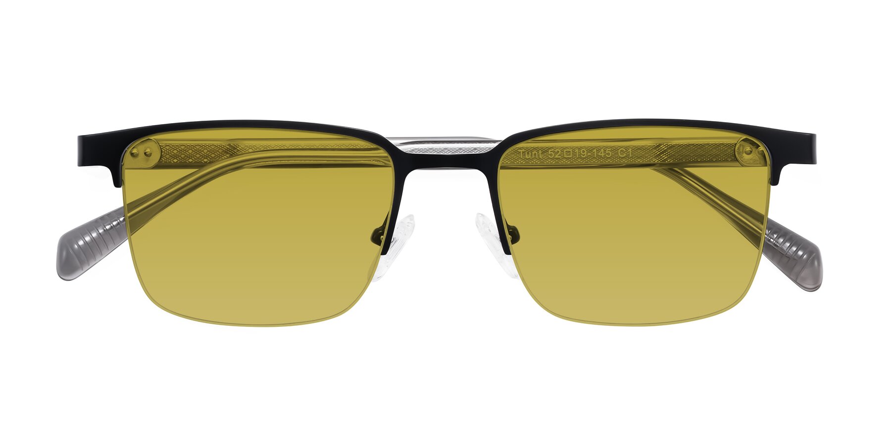 Folded Front of Tunt in Matte Black with Champagne Tinted Lenses