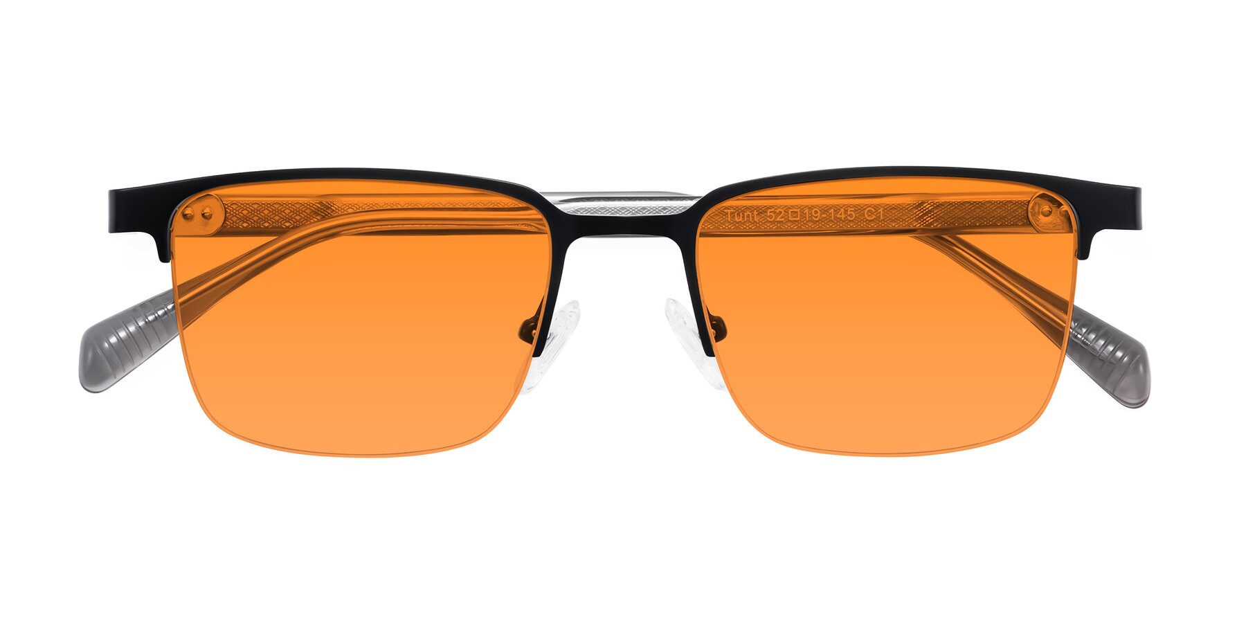 Folded Front of Tunt in Matte Black with Orange Tinted Lenses