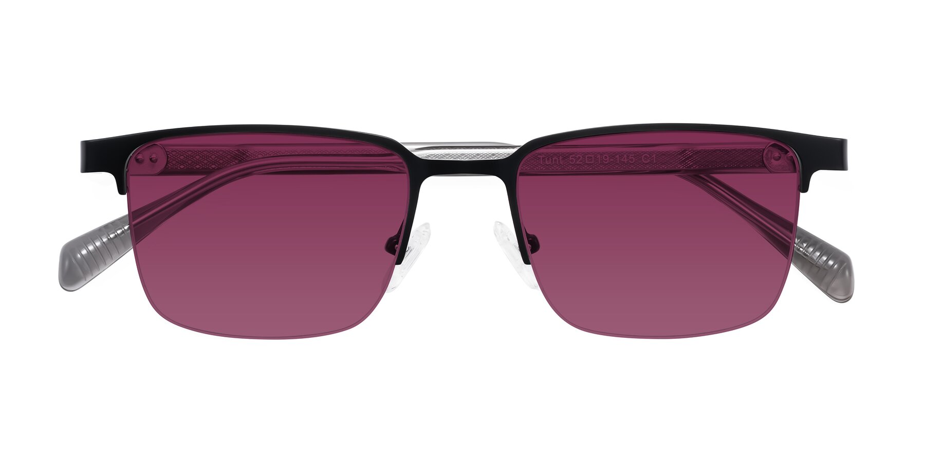 Folded Front of Tunt in Matte Black with Wine Tinted Lenses