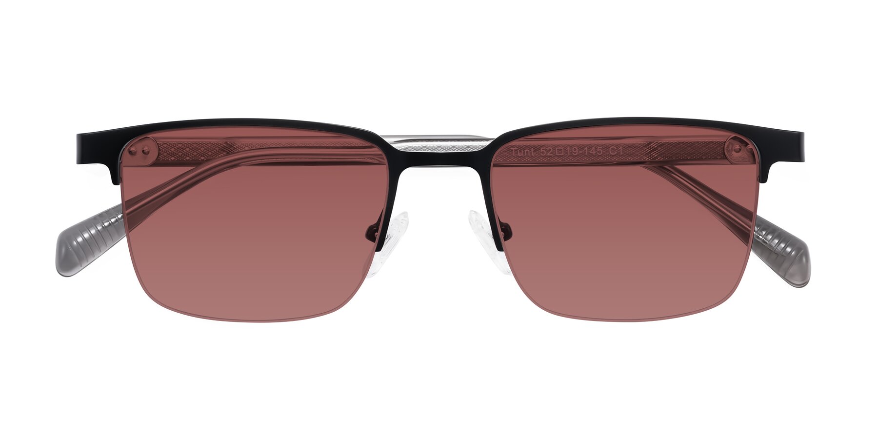 Folded Front of Tunt in Matte Black with Garnet Tinted Lenses