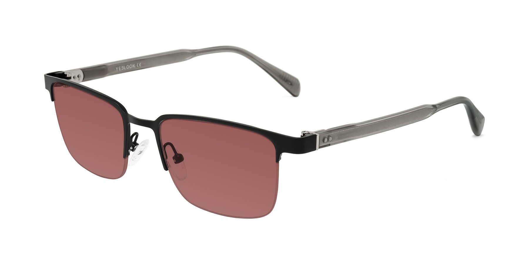 Angle of Tunt in Matte Black with Garnet Tinted Lenses