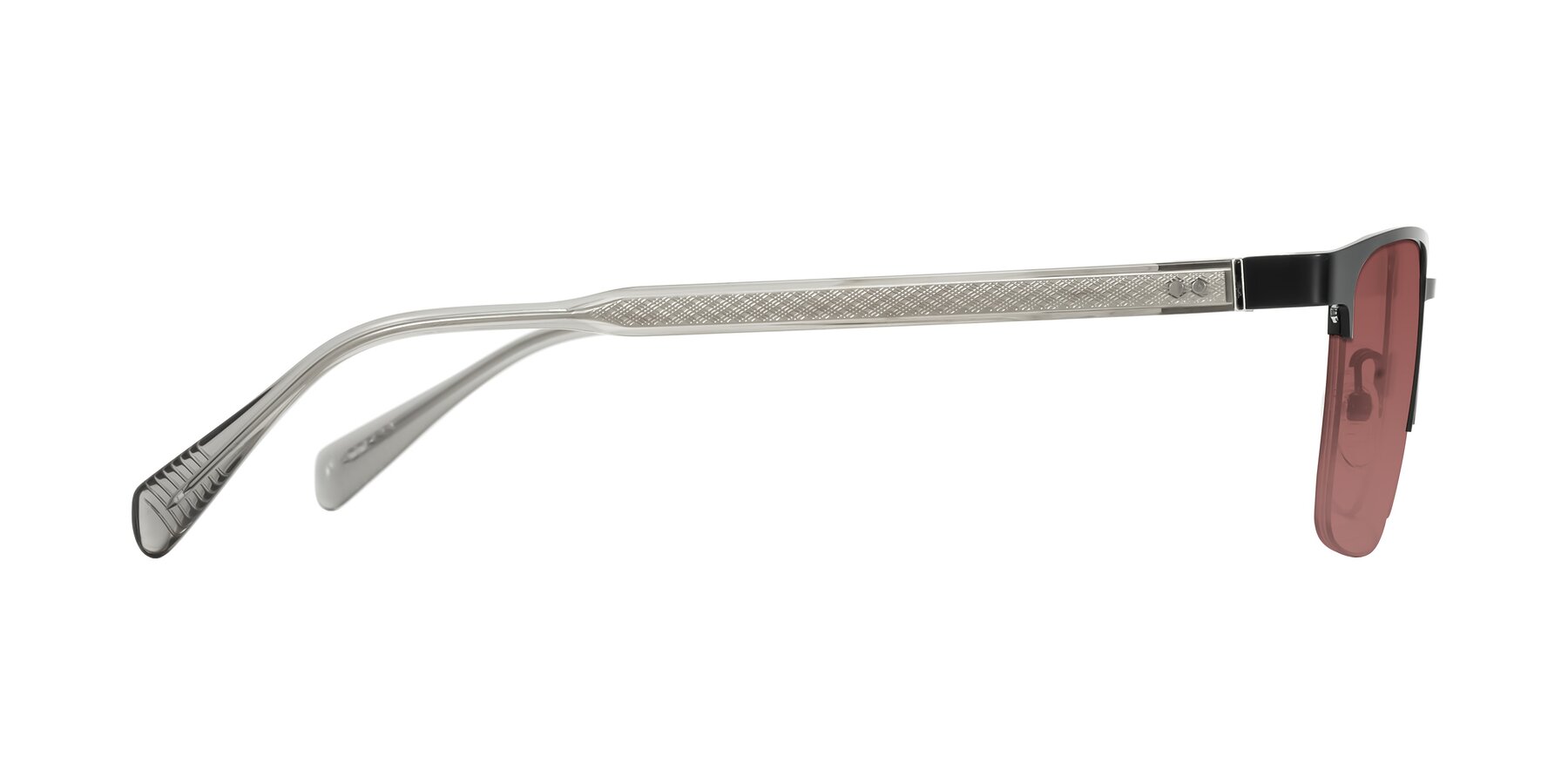 Side of Tunt in Matte Black with Garnet Tinted Lenses