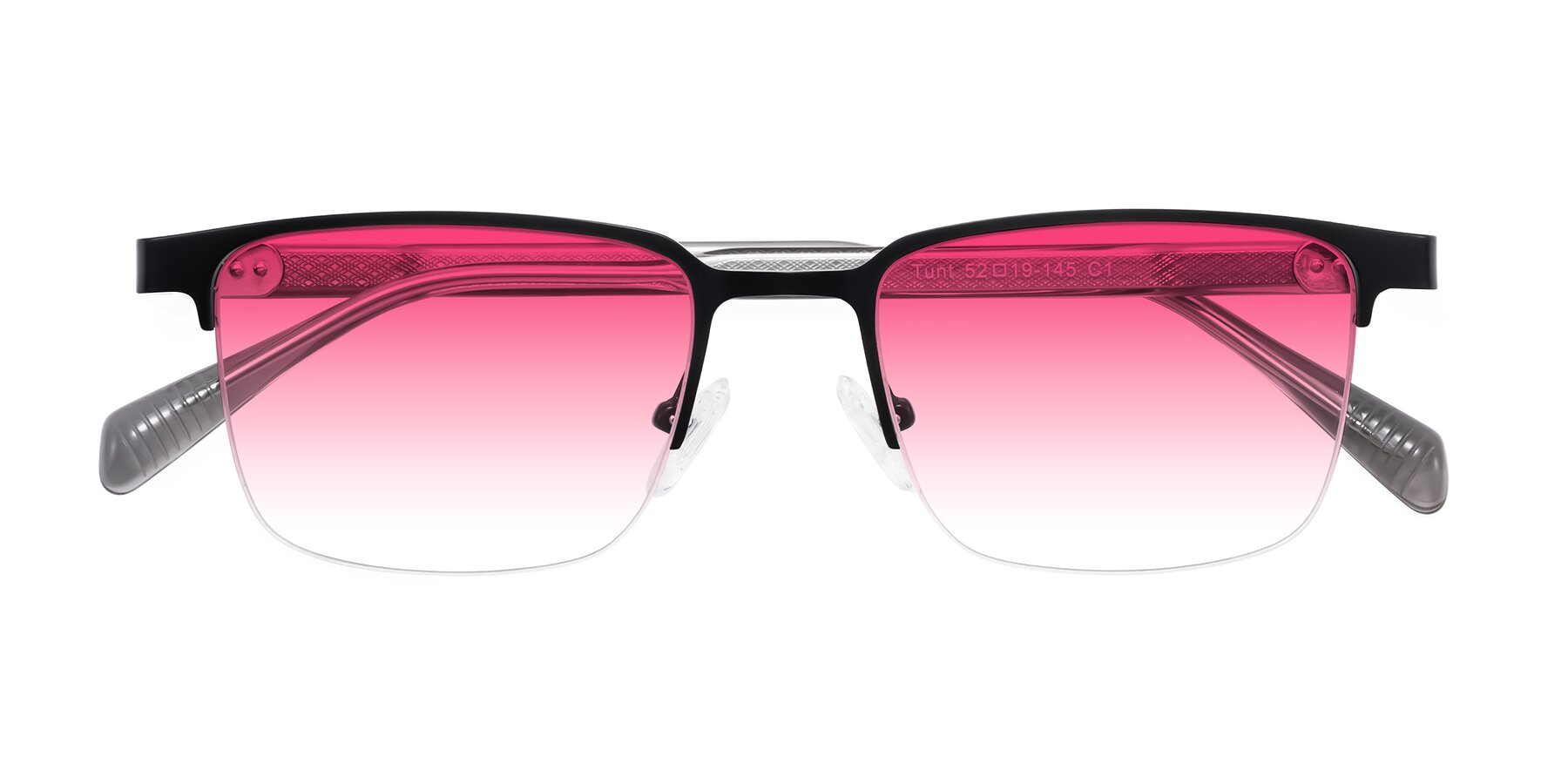 Folded Front of Tunt in Matte Black with Pink Gradient Lenses
