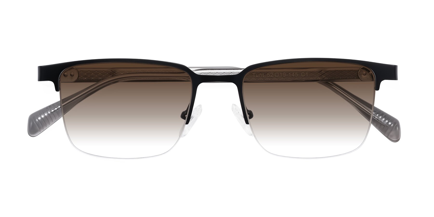 Folded Front of Tunt in Matte Black with Brown Gradient Lenses