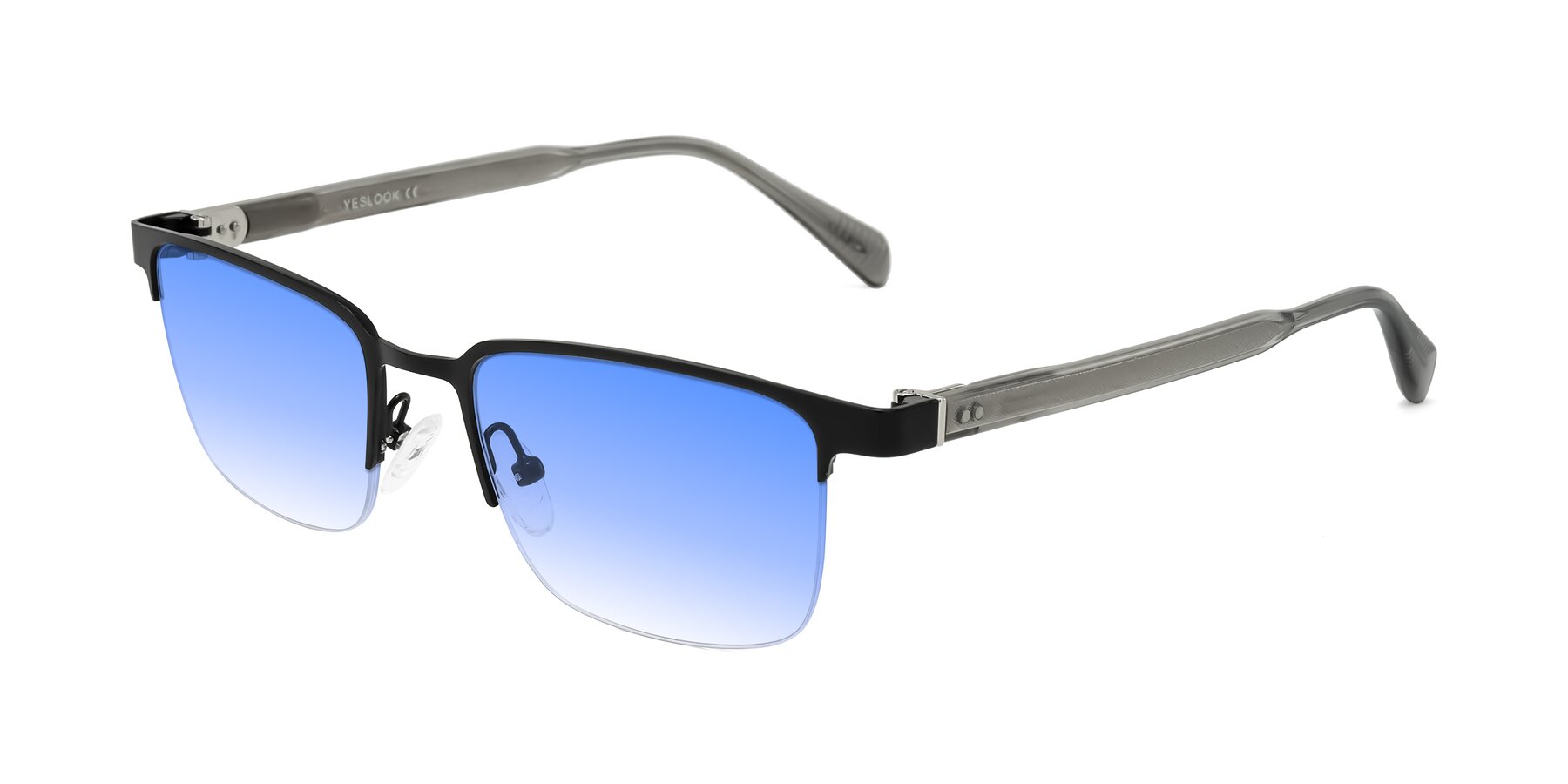 Angle of Tunt in Matte Black with Blue Gradient Lenses