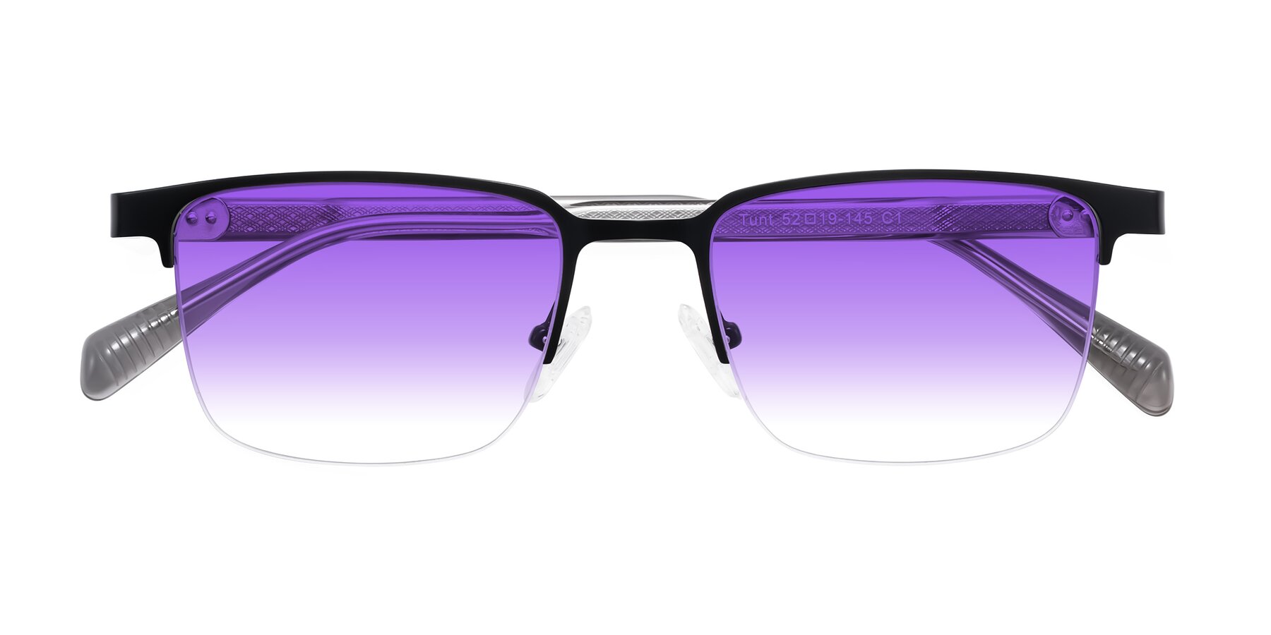 Folded Front of Tunt in Matte Black with Purple Gradient Lenses