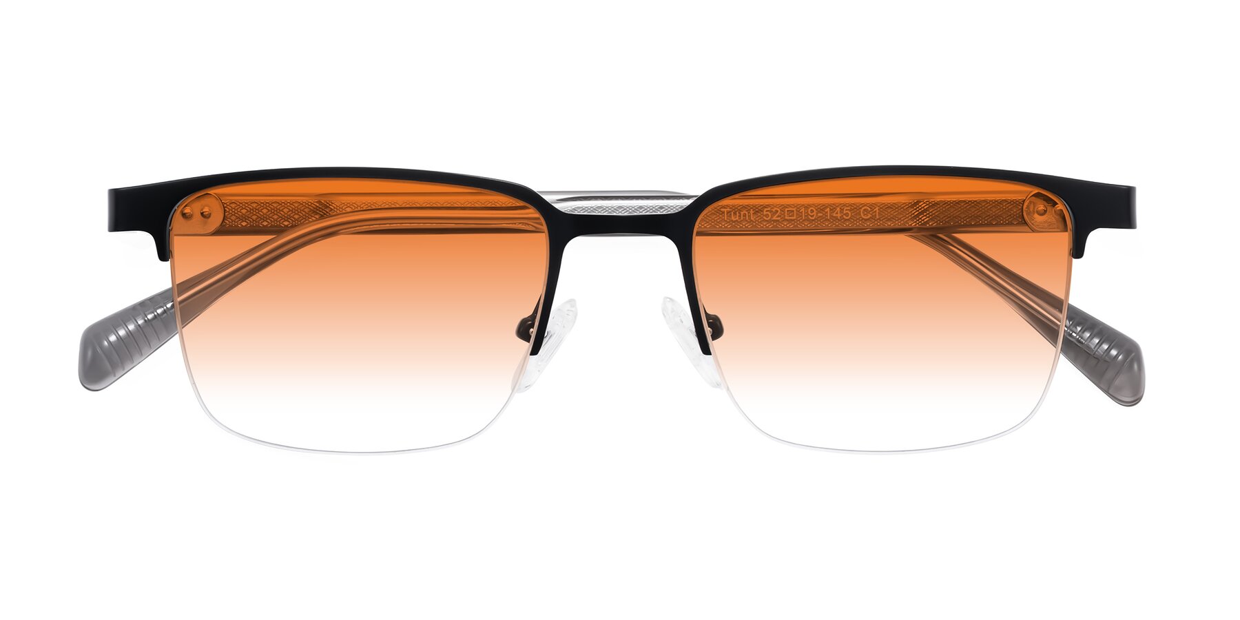 Folded Front of Tunt in Matte Black with Orange Gradient Lenses